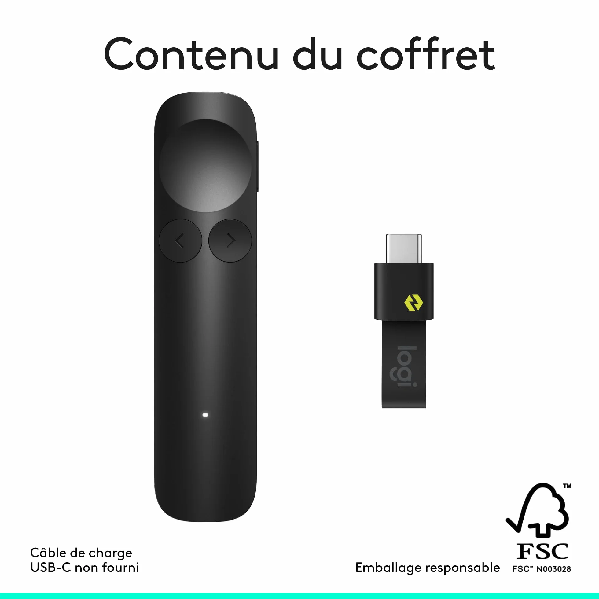 Logitech Spotlight 2 télécommande de présentation sans fil avec retour haptique, pointeur laser Bluetooth USB-C Noir