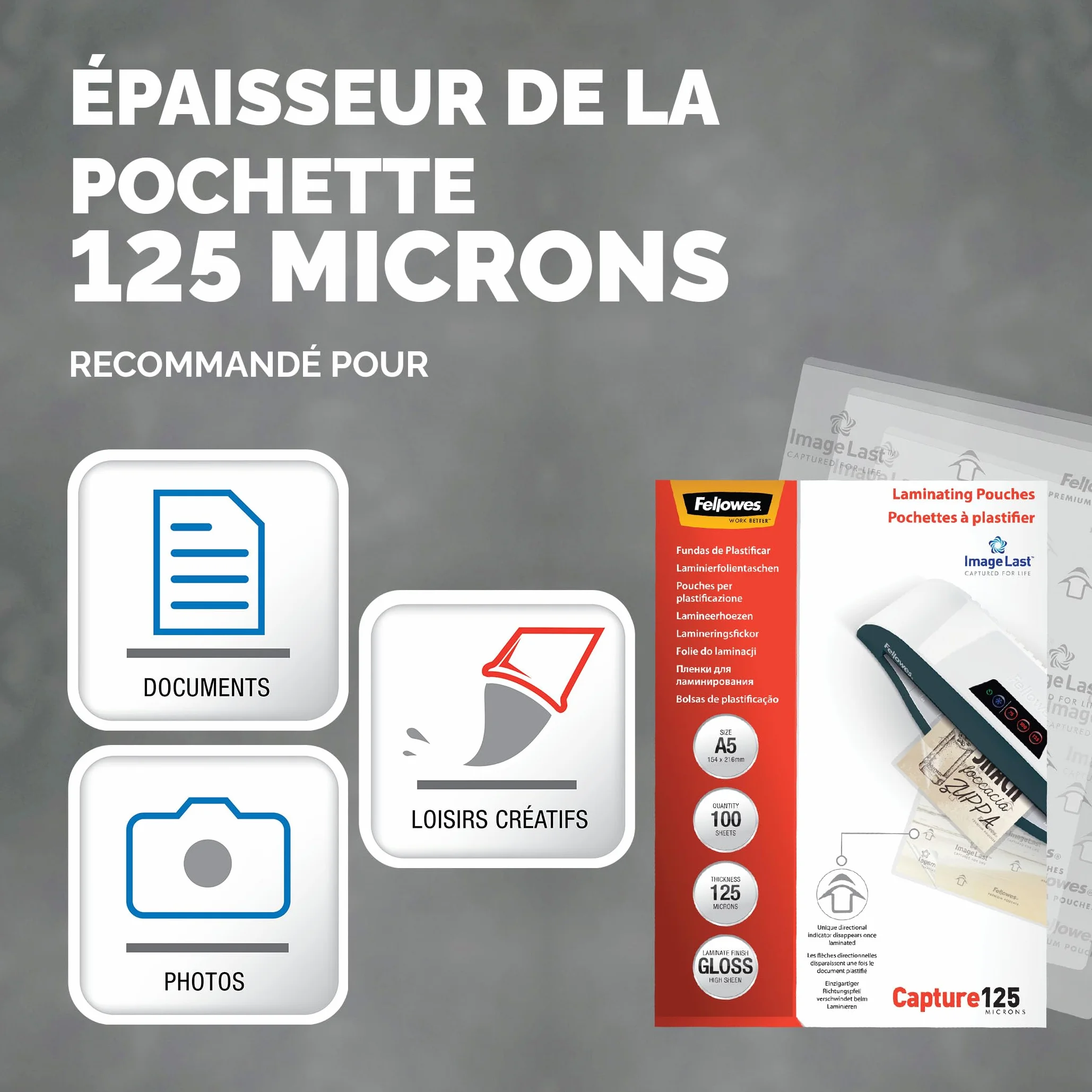 Fellowes buste plastificazione A5 lucide 250 micron 100 pezzi