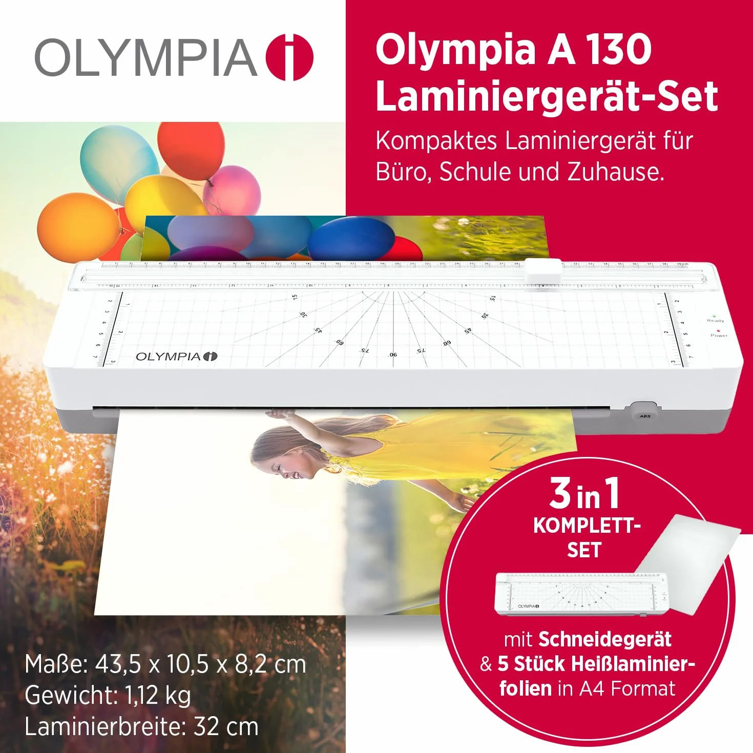 OLYMPIA A 130 Plastifieuse A3 compacte avec coupe-papier intégré 80-125 microns