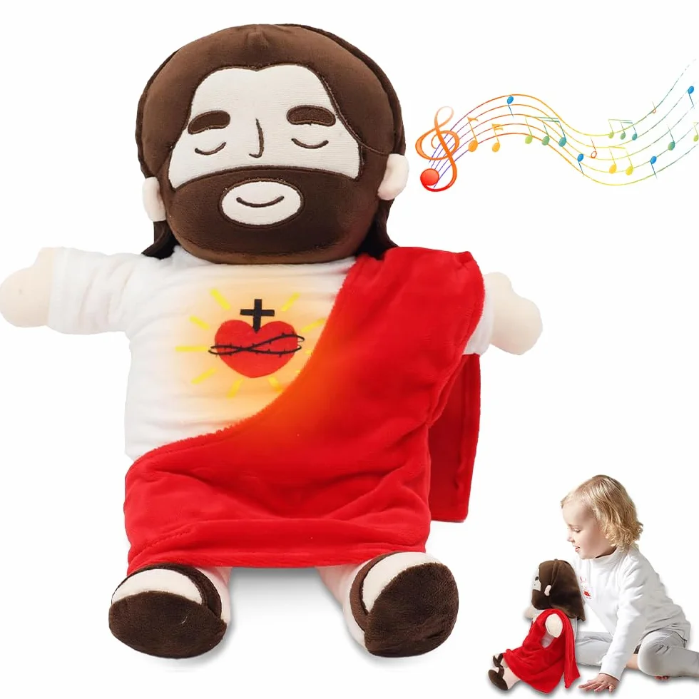 Peluche Jésus Respirant 40 cm avec Musique et Lumières