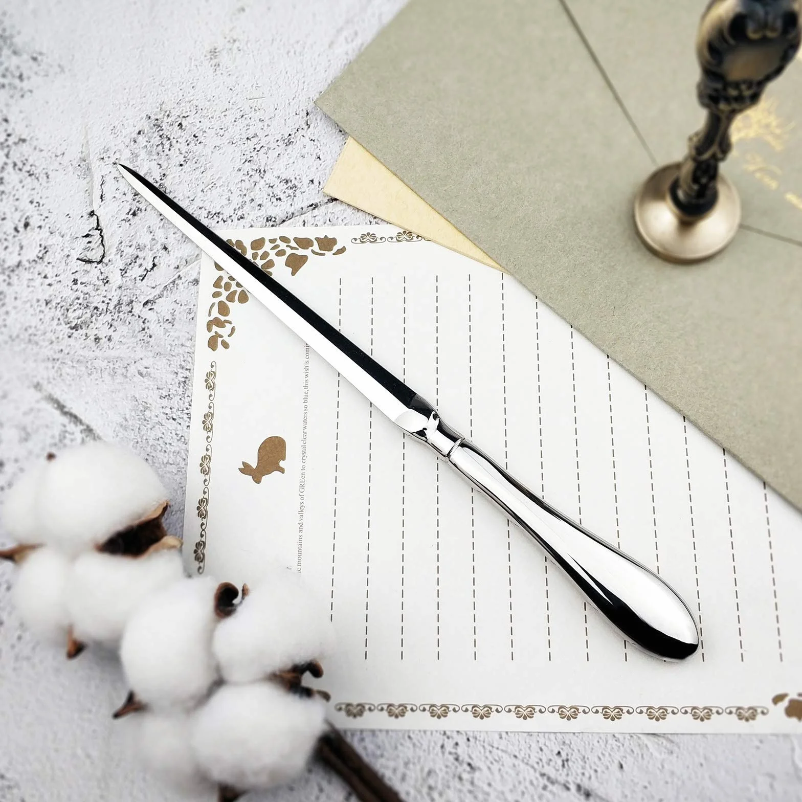 Sunnysam Silvery Letter Opener, Envelope Opener Knife, Metal Paper Cutting Knife, 9 Inches