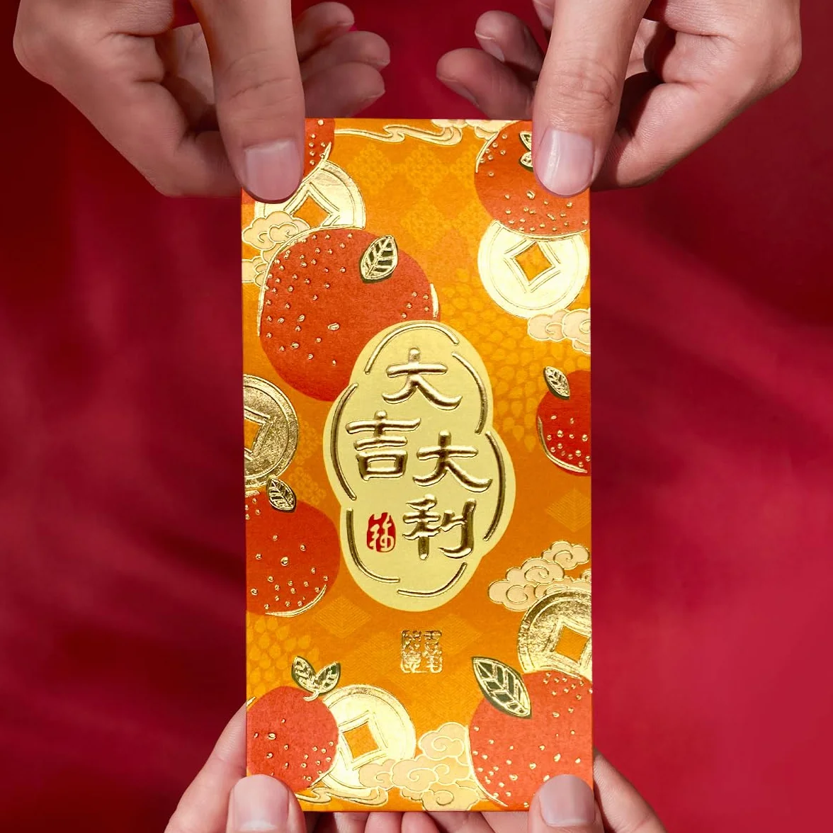 Enveloppes Rouges Hong Bao pour le Nouvel An Chinois, Grandes Enveloppes Porte-Bonheur pour Argent Liquide, Paquets Rouges Lai See