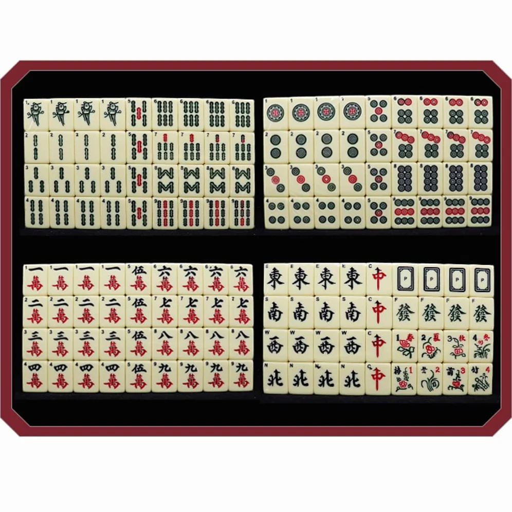 Ensemble de Jeu Mahjong Chinois Traditionnel en mélamine | Tailles M et L for cadeau de jeu de famille de fête de voyage(M(33*23*4.3cm))