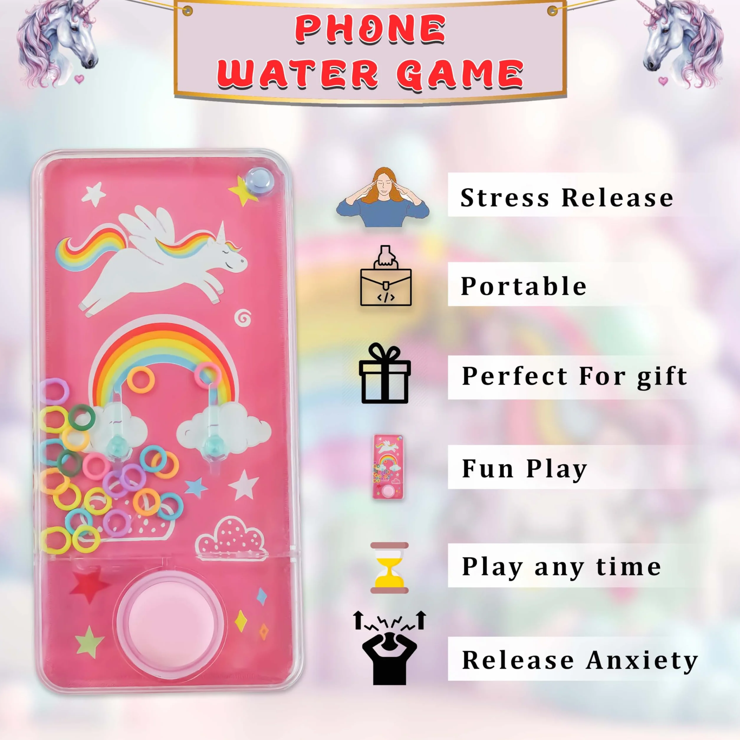 Jeu de Lancer d'Anneau d'Eau Portable 14 cm, Console de Jeu Rétro Arc-en-Ciel Aqua, Cadeau pour Enfants