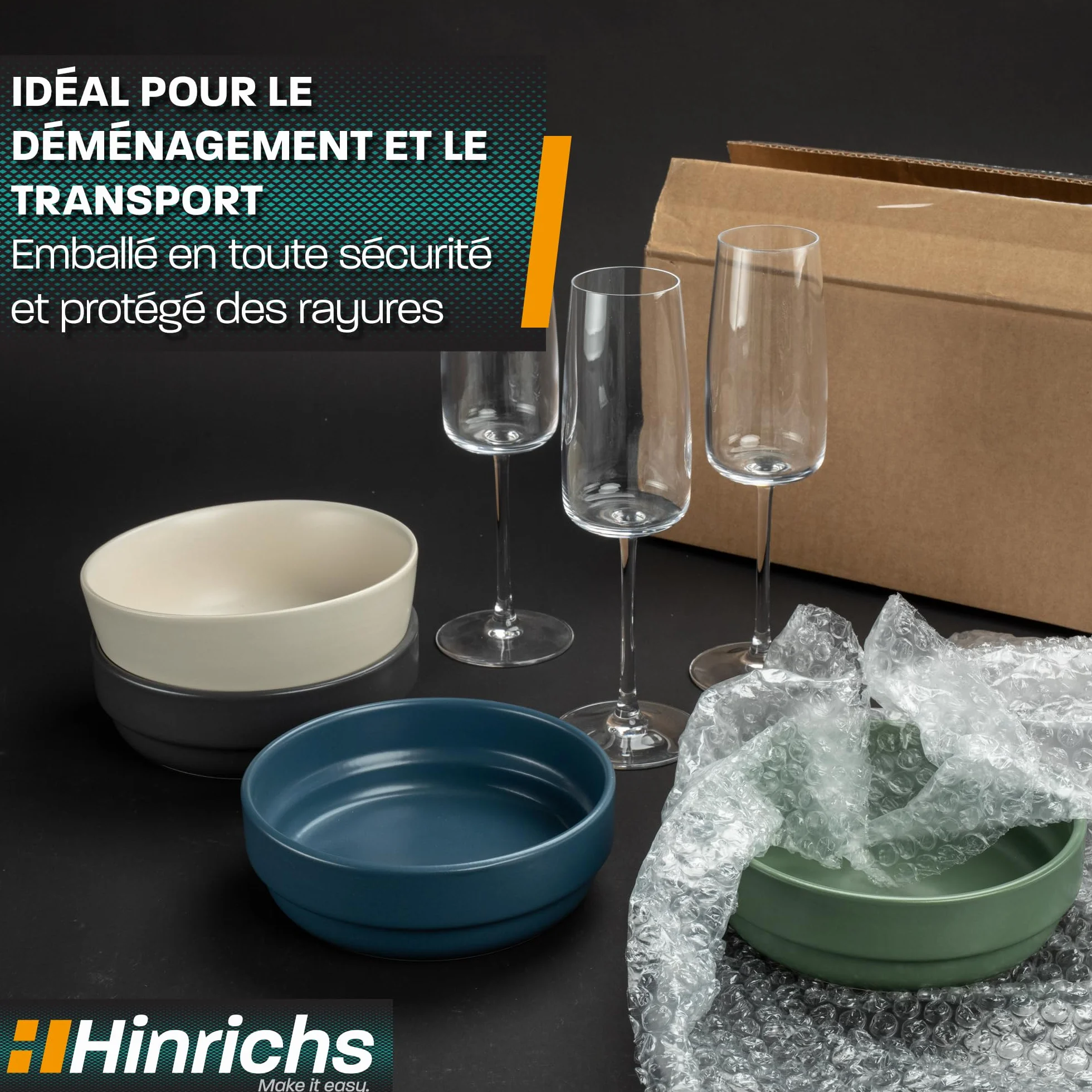 Hinrichs Rouleau de Papier Bulle 10m x 40cm Emballage Déménagement Recyclable