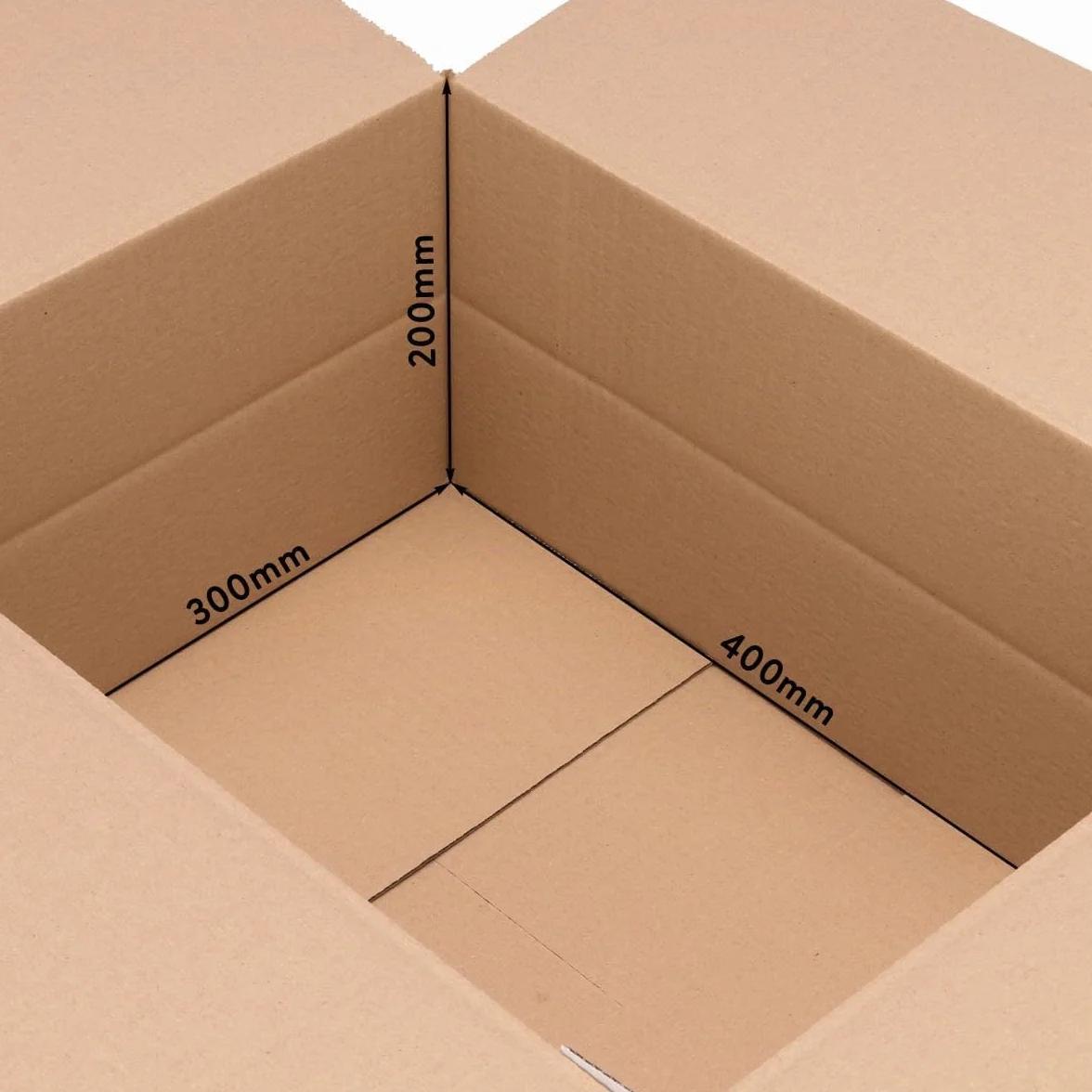 Cartons pliants d'emballage 400 x 300 x 200 mm hauteur variable KK 90 bruns simple cannelure 25 pièces