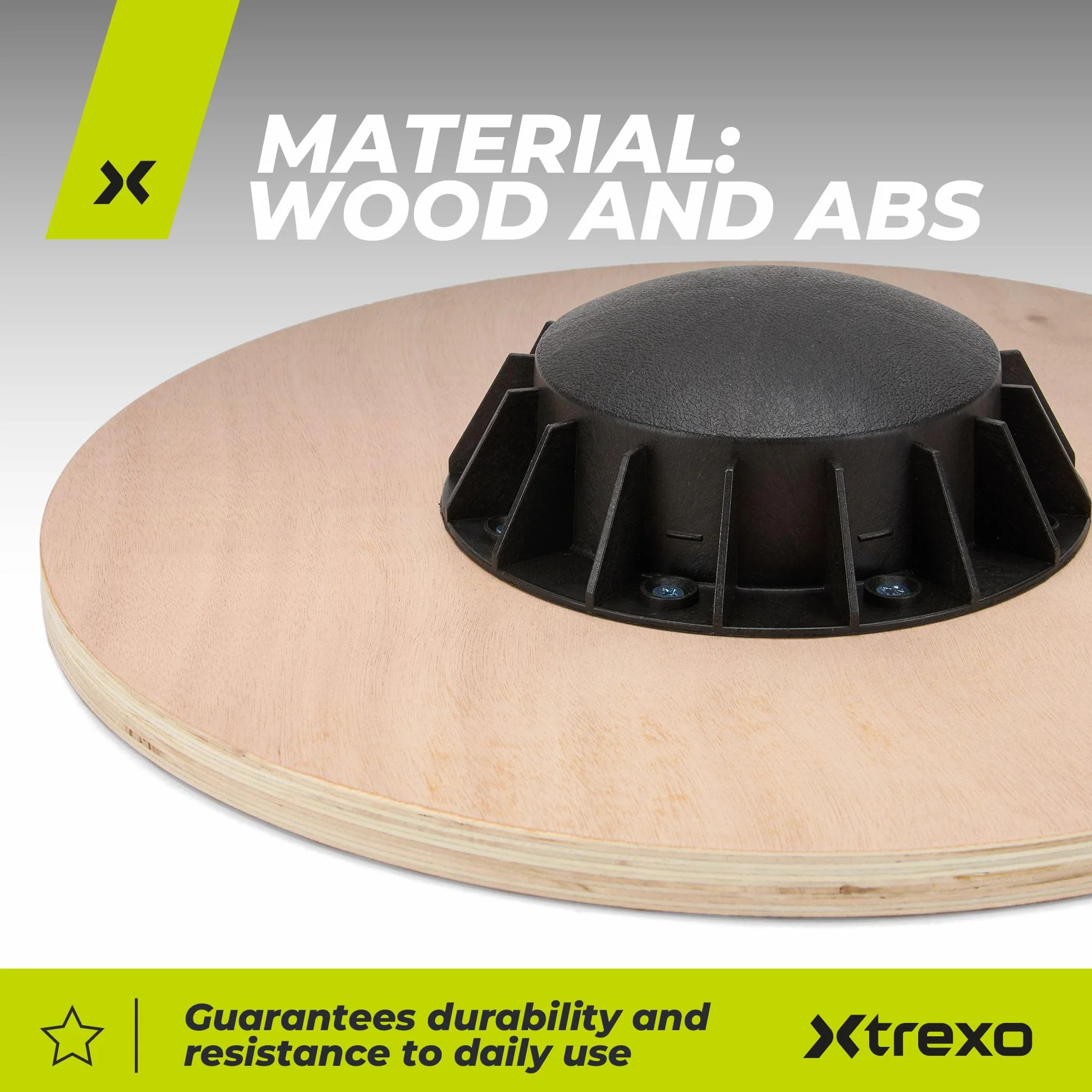 TREXO Planche d'équilibre noire marron 8 cm haut 38 cm diamètre 120 kg antidérapante bois ABS