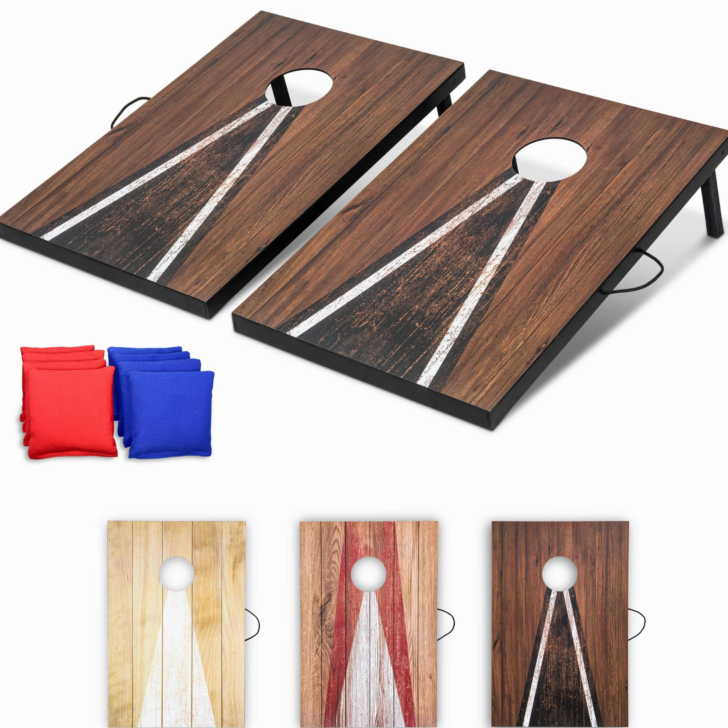 GoSports Jeu de Lancer de Cornhole de 0,9 x 0,6 m – Jeu de Lancer d'extérieur Portable pour Adultes et Famille – Comprend Un Lot de 8 poufs avec Rangement intégré – Choisissez Votre Style