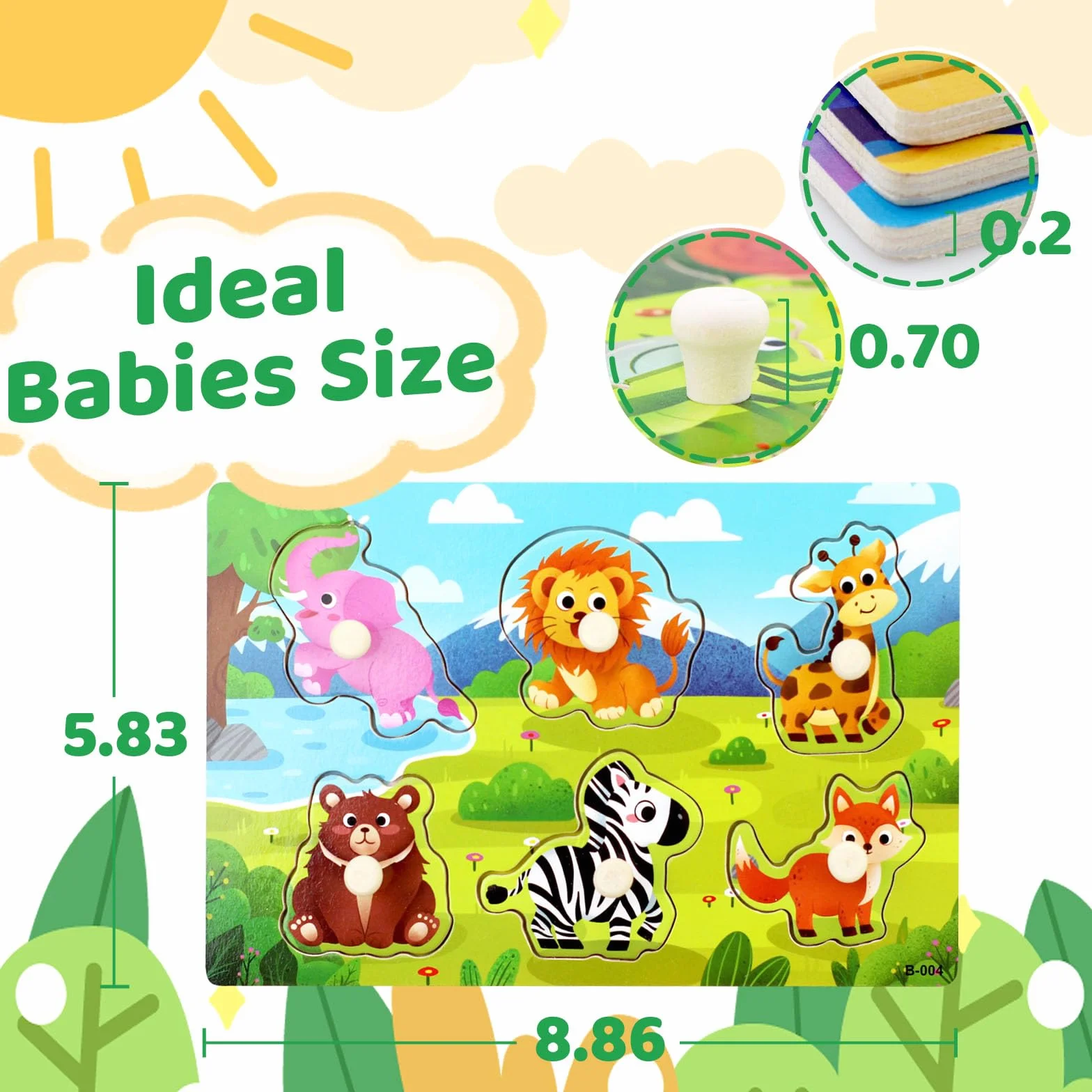 Puzzles en Bois pour Enfants Animal Montessori Jouet Éducatif Bébé 1 2 3 Ans