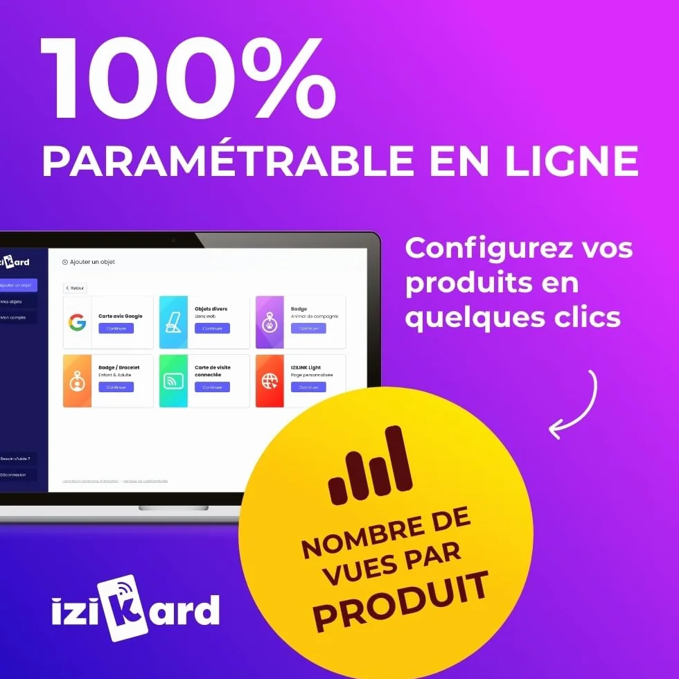 Carte NFC avis Google QR Code puce NFC collecter avis clients format carte rigide personnalisée Izikard