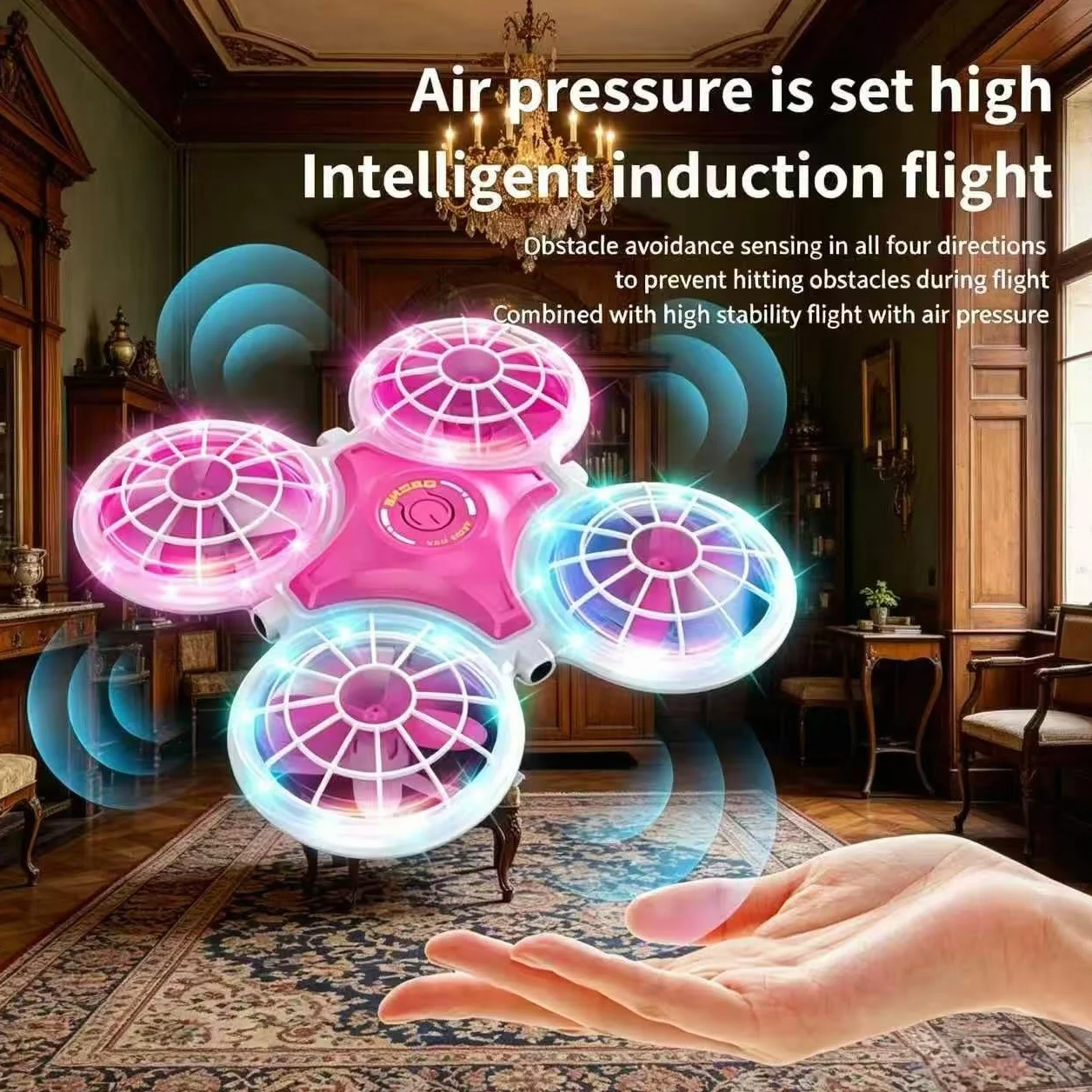 Mini Drone pour Enfants avec Télécommande, Jouet Avion LED 360° Flip, 3 Vitesses, Décollage à Une Touche, Idéal Cadeau Garçon Fille 6-10 Ans (Bleu)