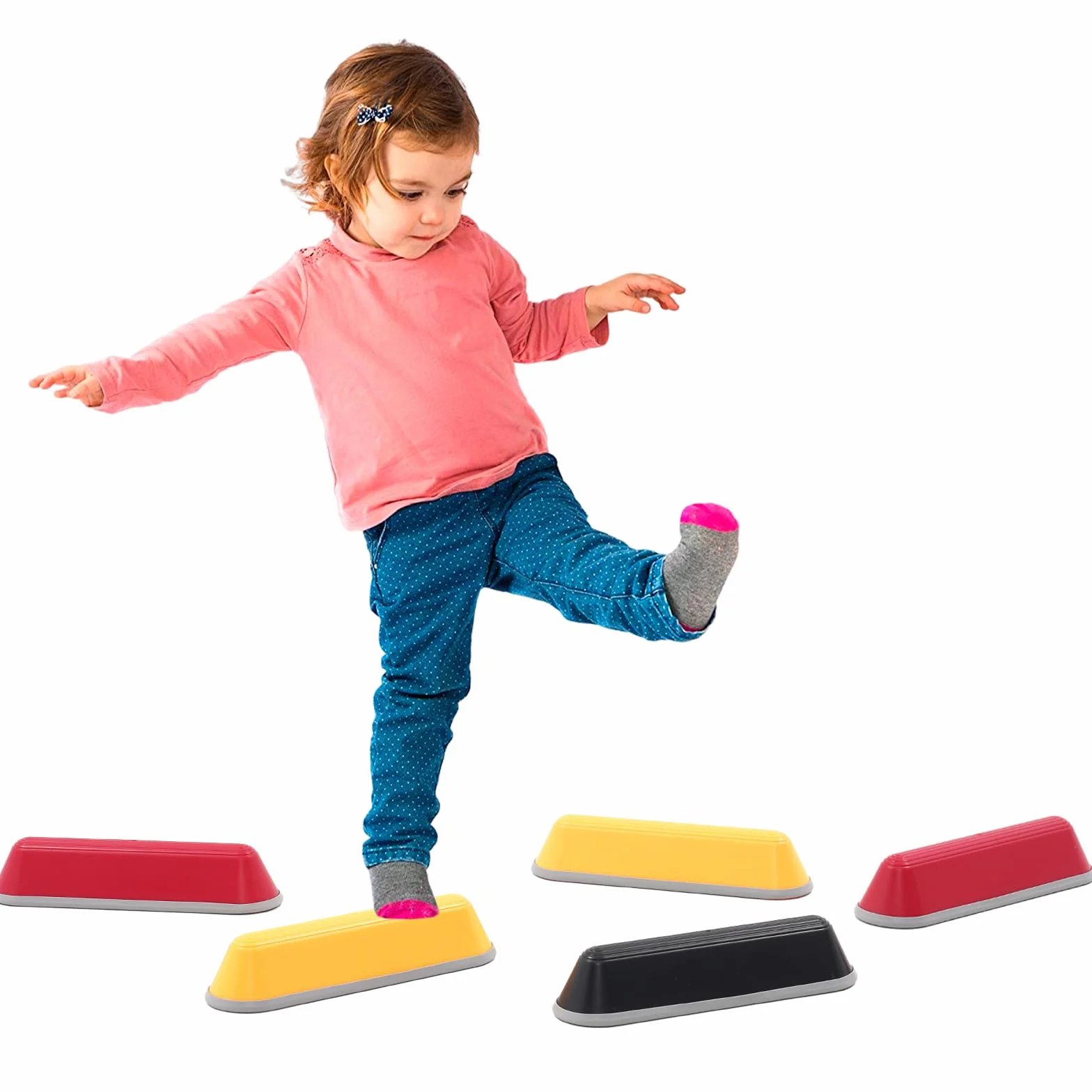 Parcours de motricité bébé 5 pierres kit module motricité, aire de jeux intérieur extérieur jeu éducatif planche d'équilibre dès 3 ans