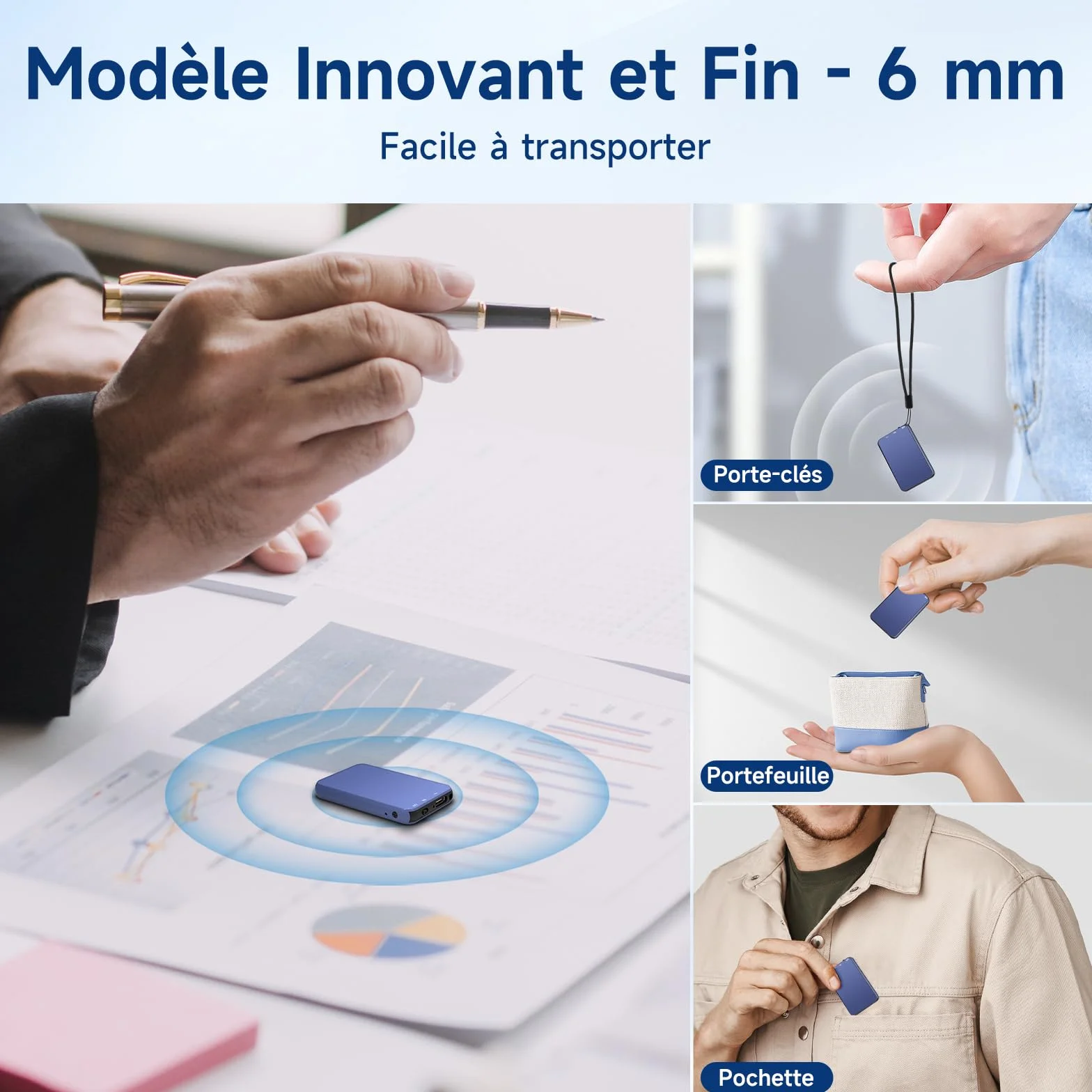 Vormooi Dictaphone Enregistreur Vocal 64Go, Numérique Autonomie 40 Heures 0,6 cm Ultra-Fin