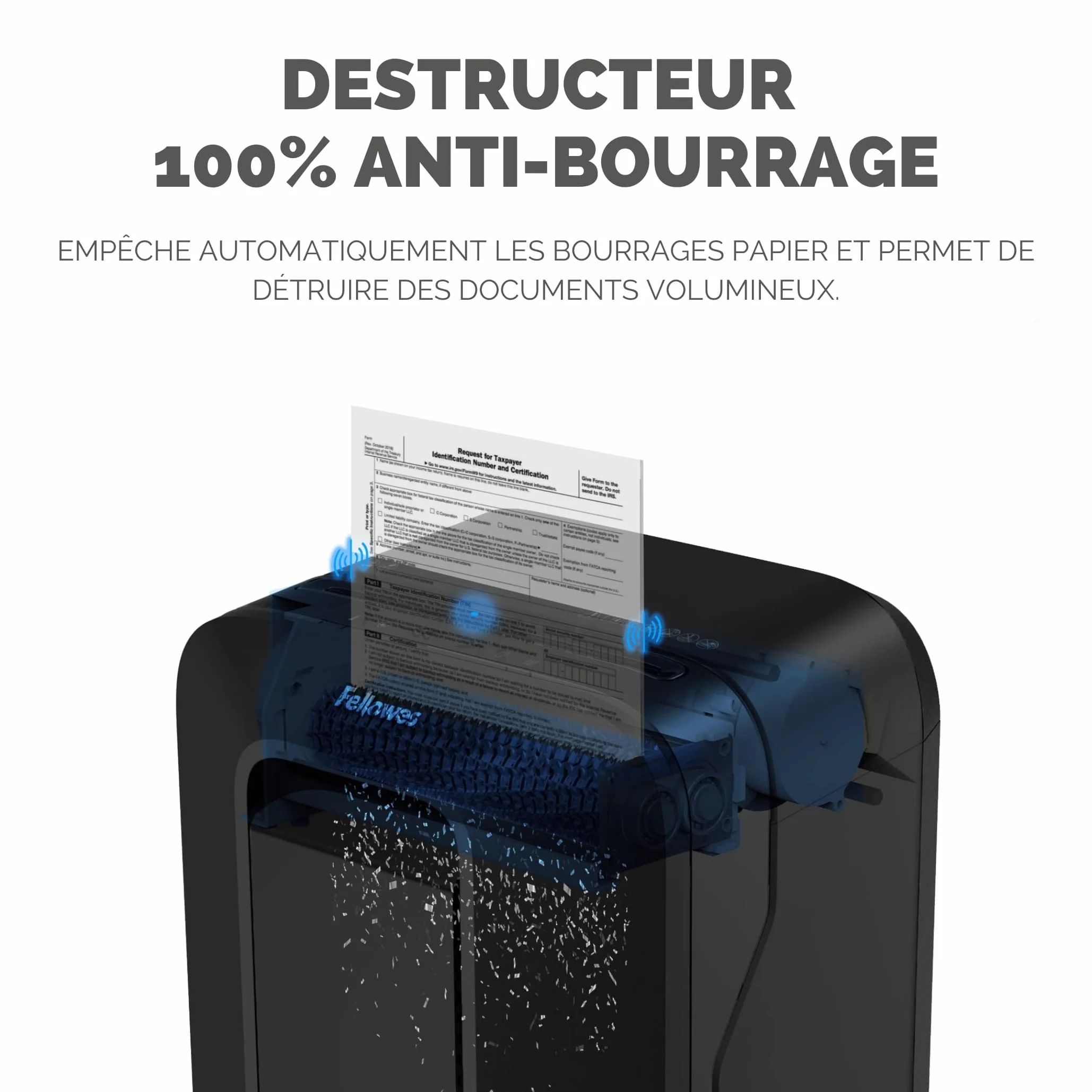 Fellowes Powershred LX201 Destructeur de Documents Coupe Micro 12 Feuilles Technologie SafeSense Noir