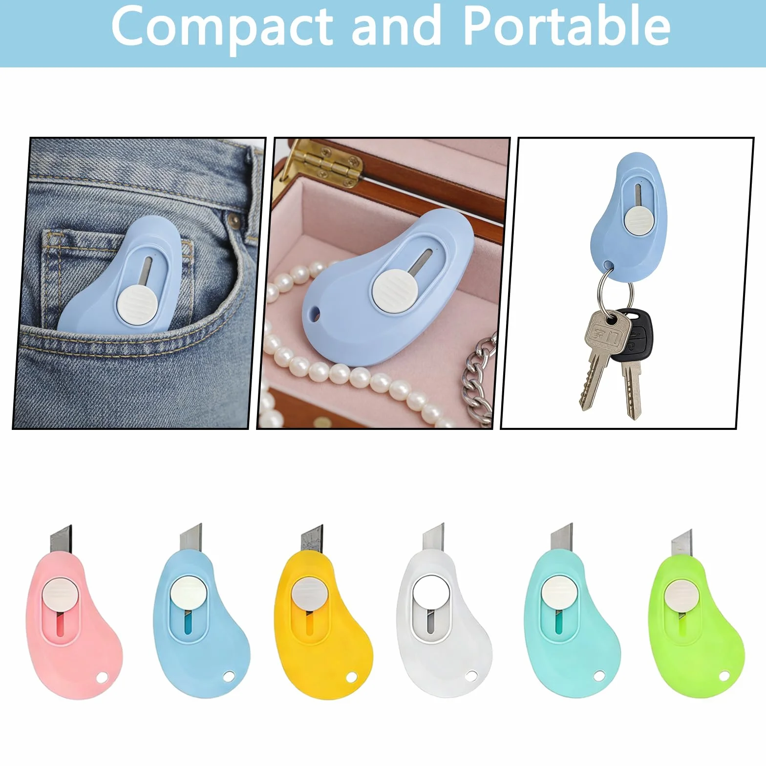Lot de 12 Mini Cutter Rétractable Sécurité Ouvre Colis Poche Léger Cutter Portable Lettres Papier Bureau Maison