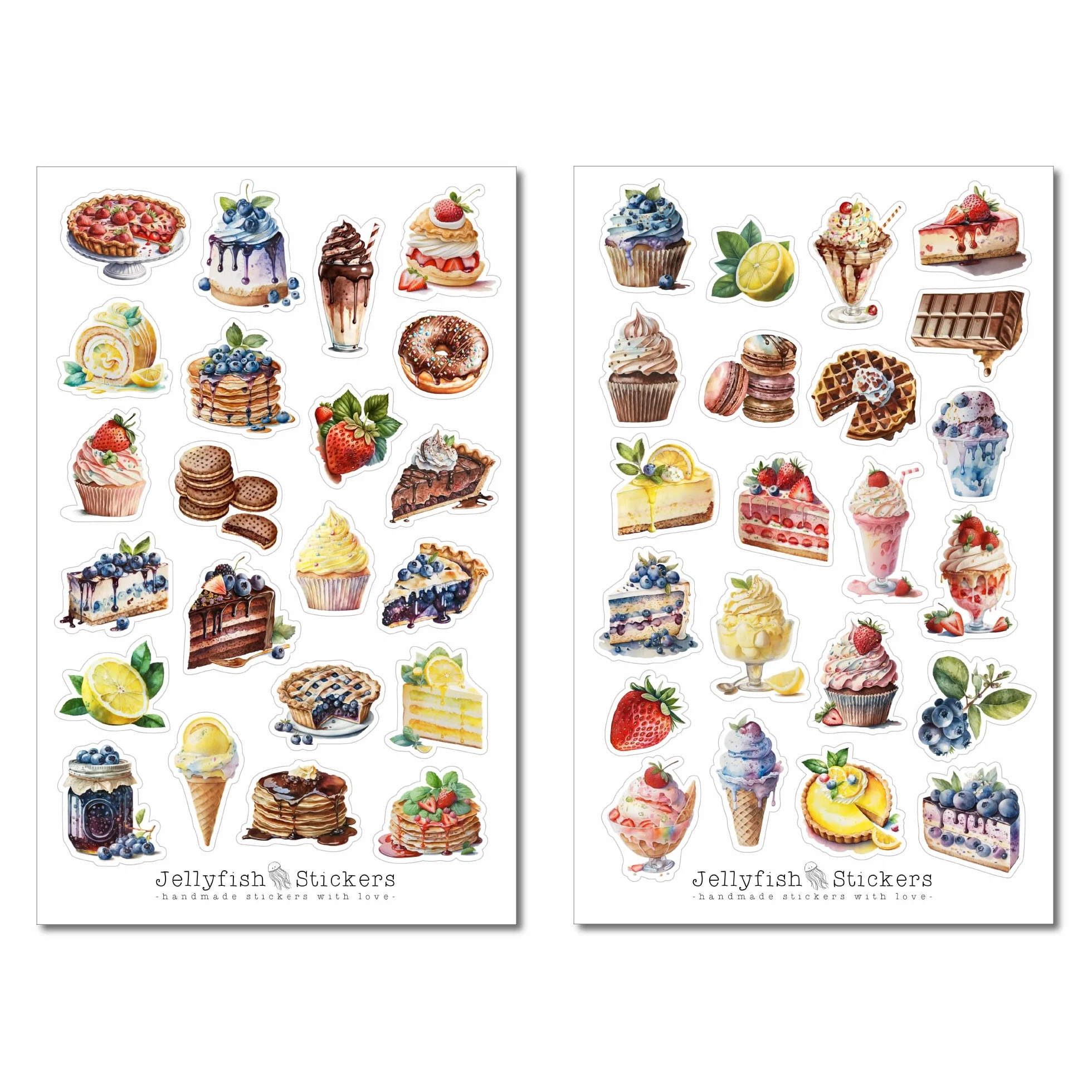 Autocollants gâteaux et pâtisseries - Set d'autocollants nourriture cuisine recette