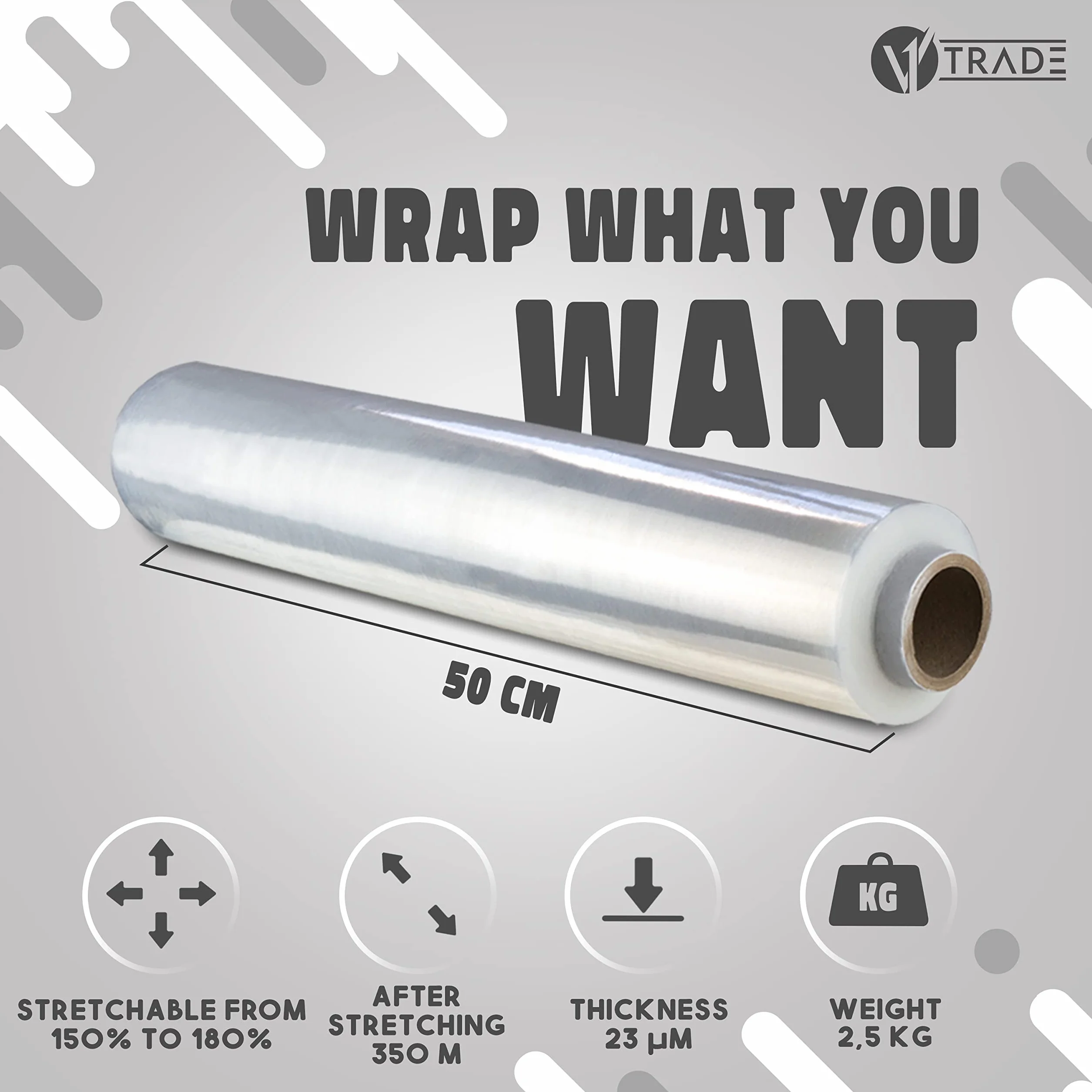 Film Etirable Déménagement 6 Rouleaux 50cm x 350m Plastique Protection Colis Meubles