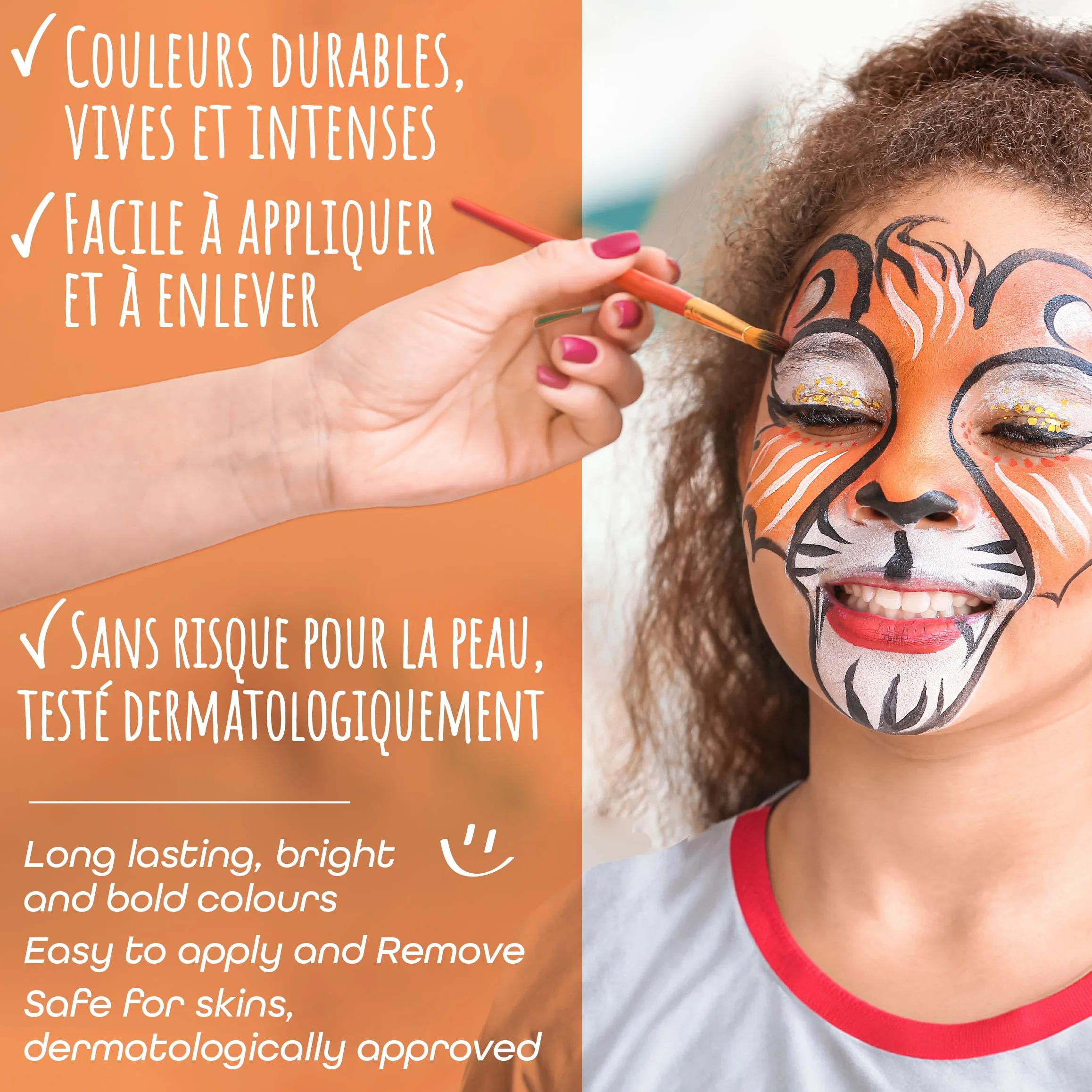 Lot de 6 Crayons Gras Maquillage Visage Lavable Non Toxique Enfant Adulte Halloween Carnaval