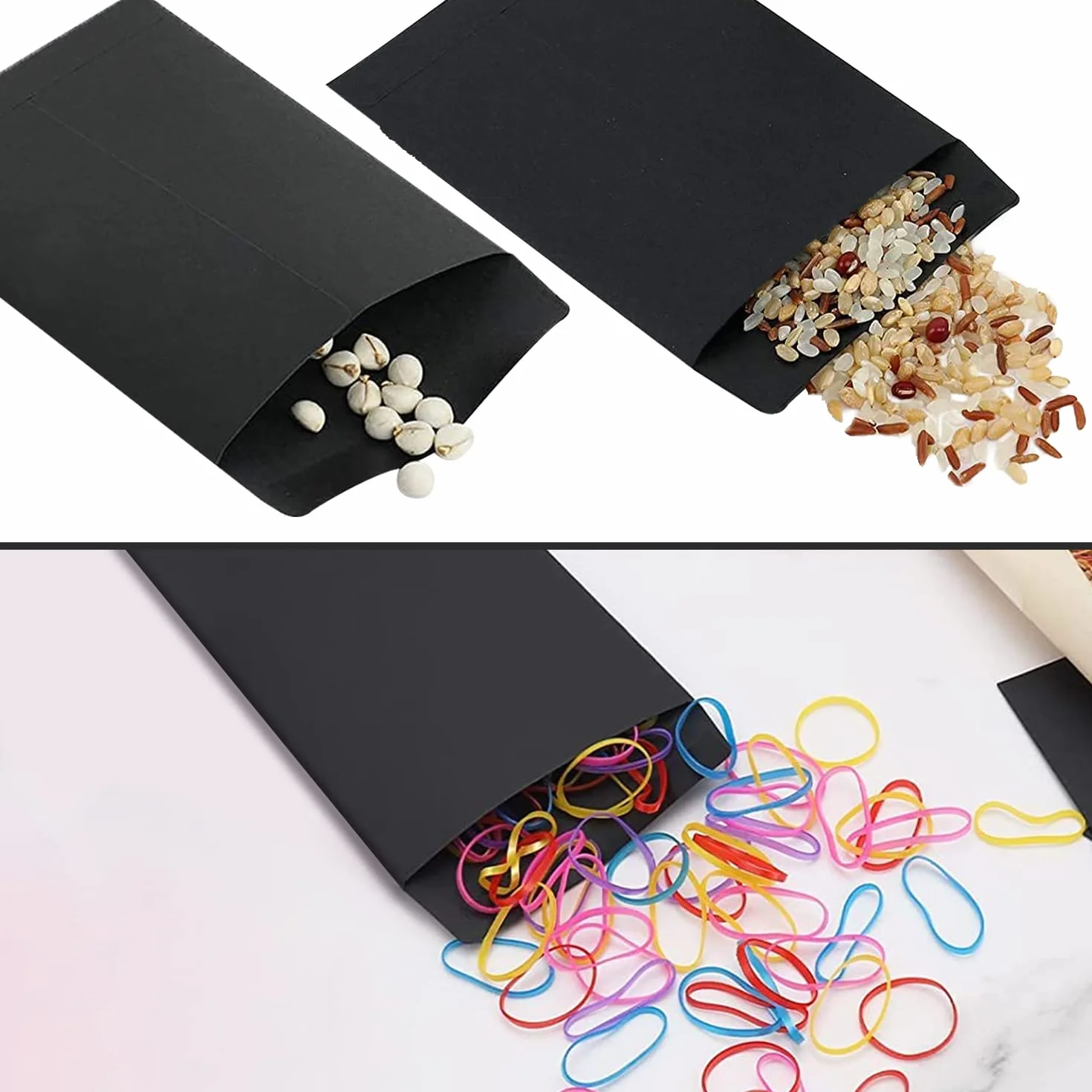 Lot de 100 mini enveloppes en papier kraft noir 10 x 6 cm pour salaires pièces monnaie perles timbres