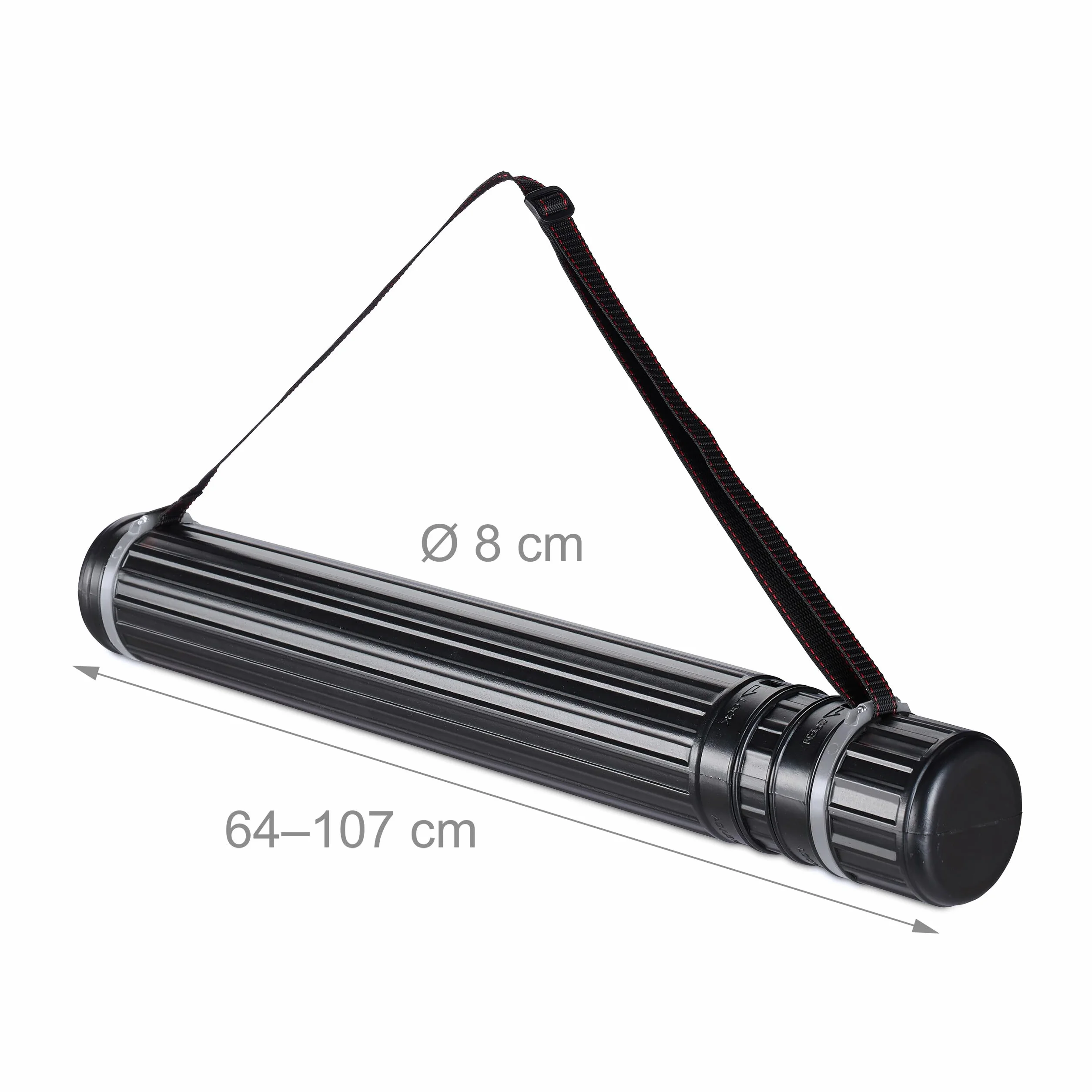 Relaxdays Tube de Transport pour Poster et Dessin, Format 0A, Extensible 64-107 cm, Noir et Gris