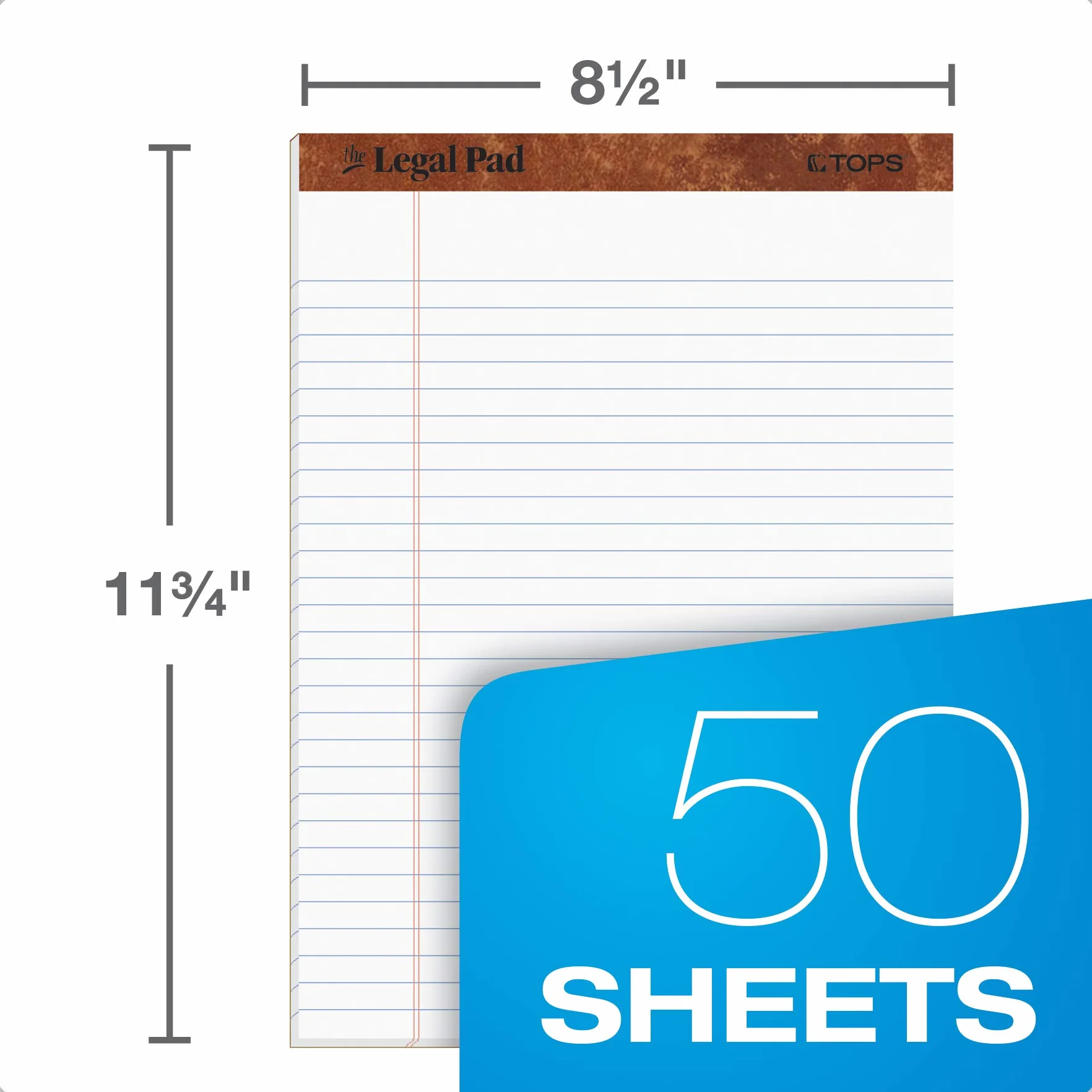 TOPS Legal Pad 50 feuilles 3-pack Blanc 8.5 x 11.75