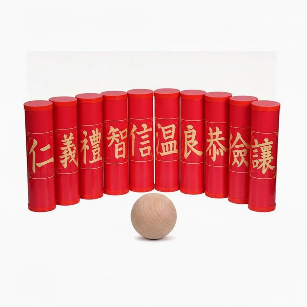 Jeu Quilles en Bois, Bowling Jardin pour Adulte, Jeu d'Extérieur en Plein Air, Traditionnel