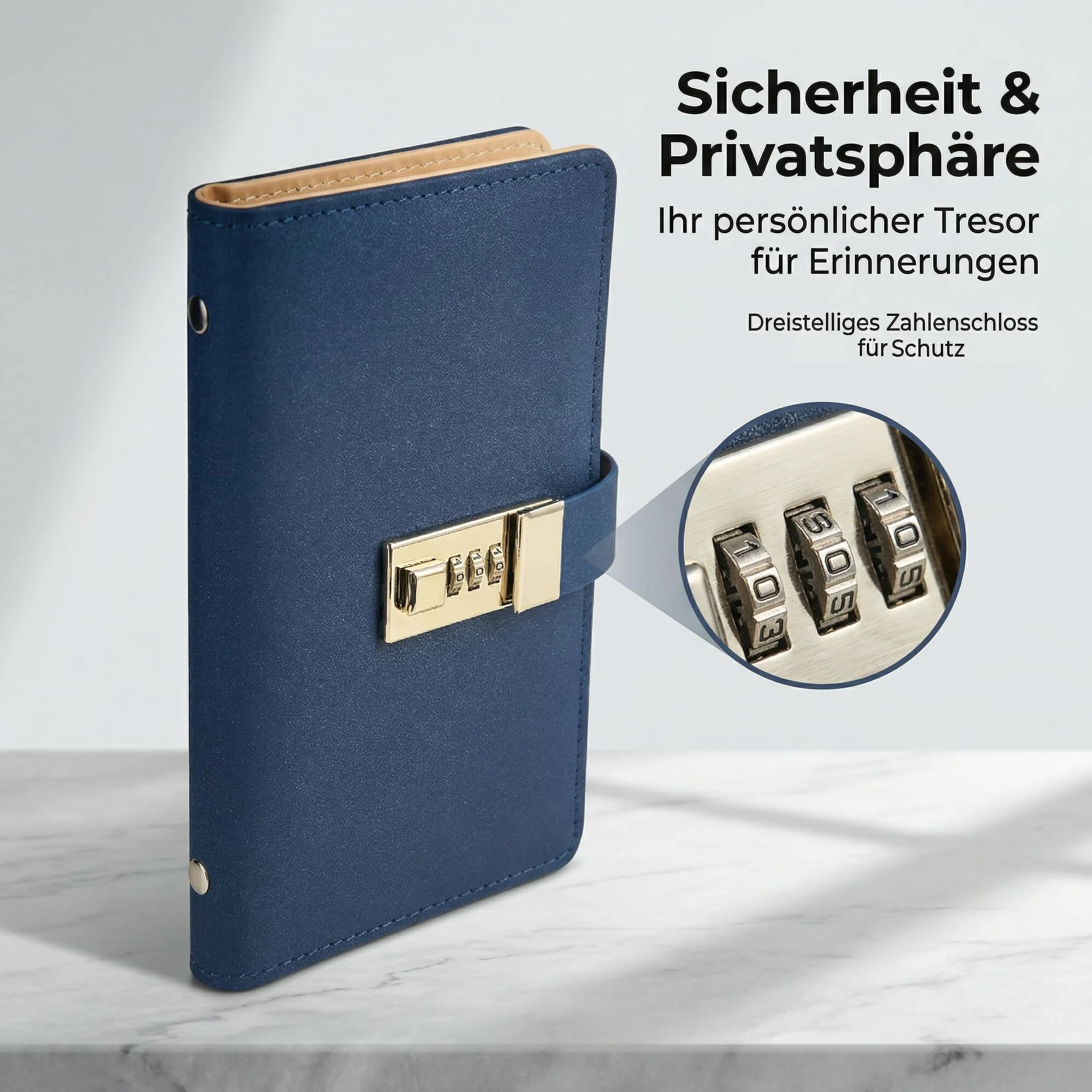 Classeur Budget A6 avec Serrure à Code, Pochette PVC 100, Planner Français, Petit Carnet en Pu Cuir, Password Pochette Monnaie Organisateur Bleu