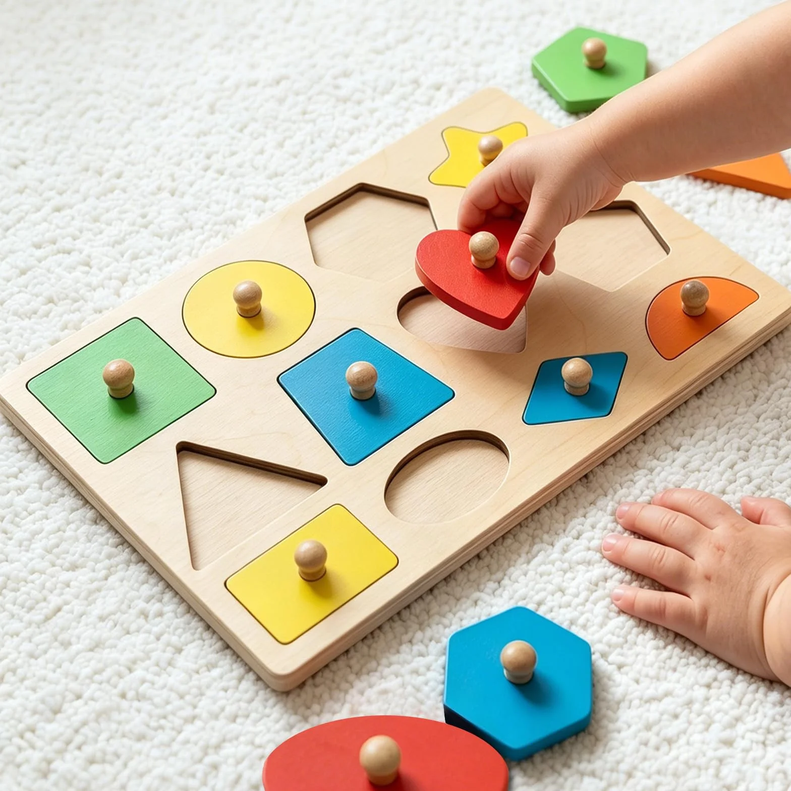 Puzzle en Bois Montessori pour Enfants 1-3 Ans Magnétique Formes à Encastrer Jouet Éducatif