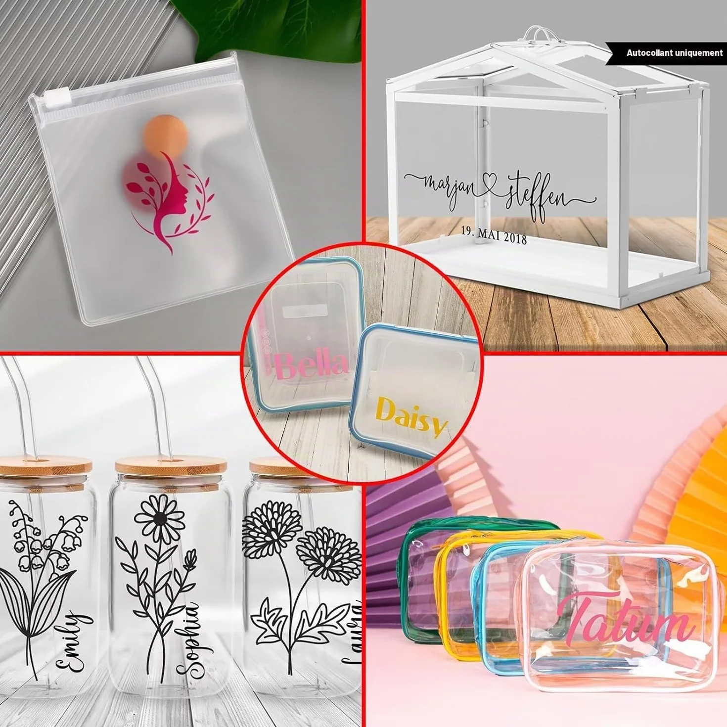 Papier autocollant en vinyle A4 transparent brillant pour imprimante jet d'encre