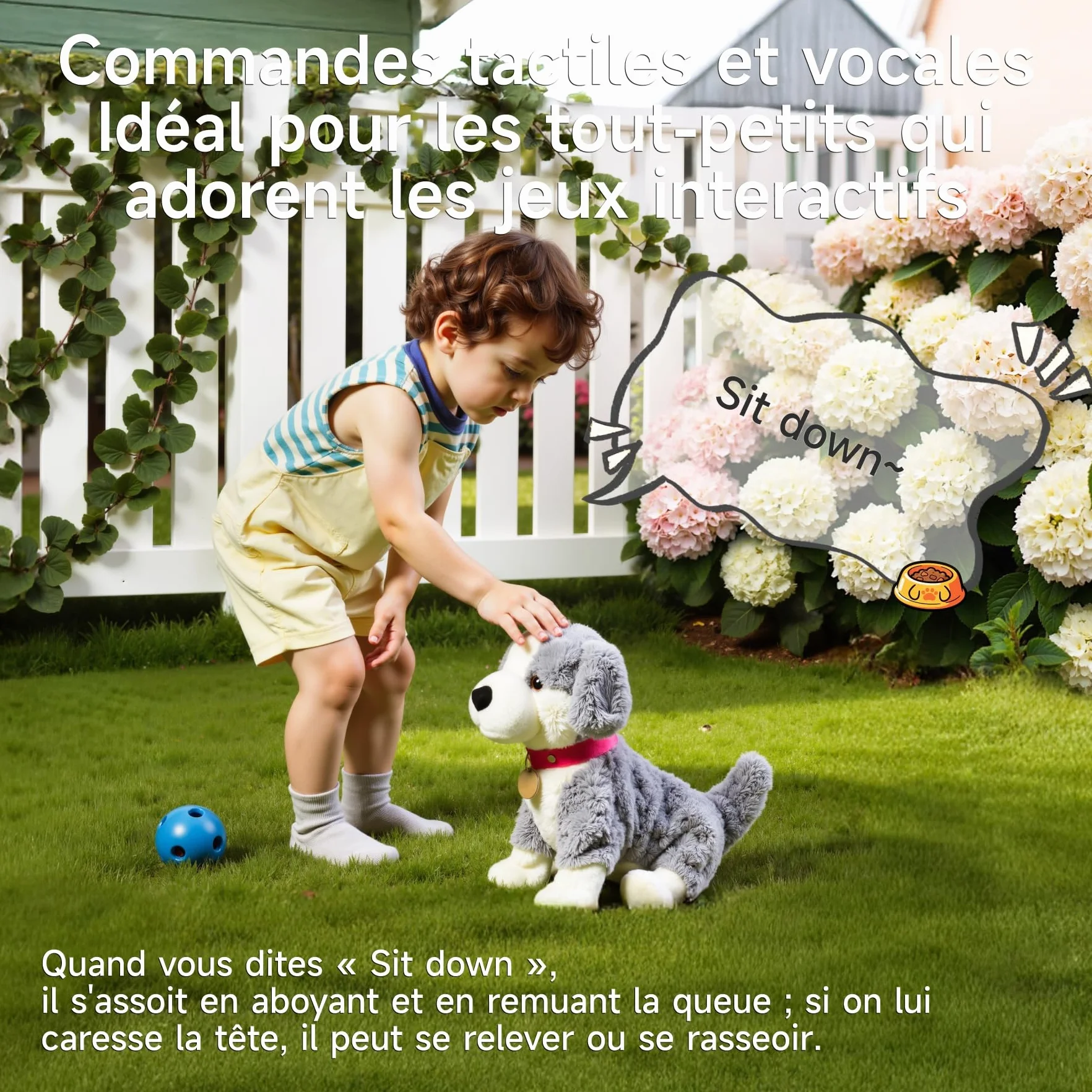 Peluche Chien Interactif à Commande Vocale, Marche, Parle, Aboie, Jouet Électronique pour Enfant 3+