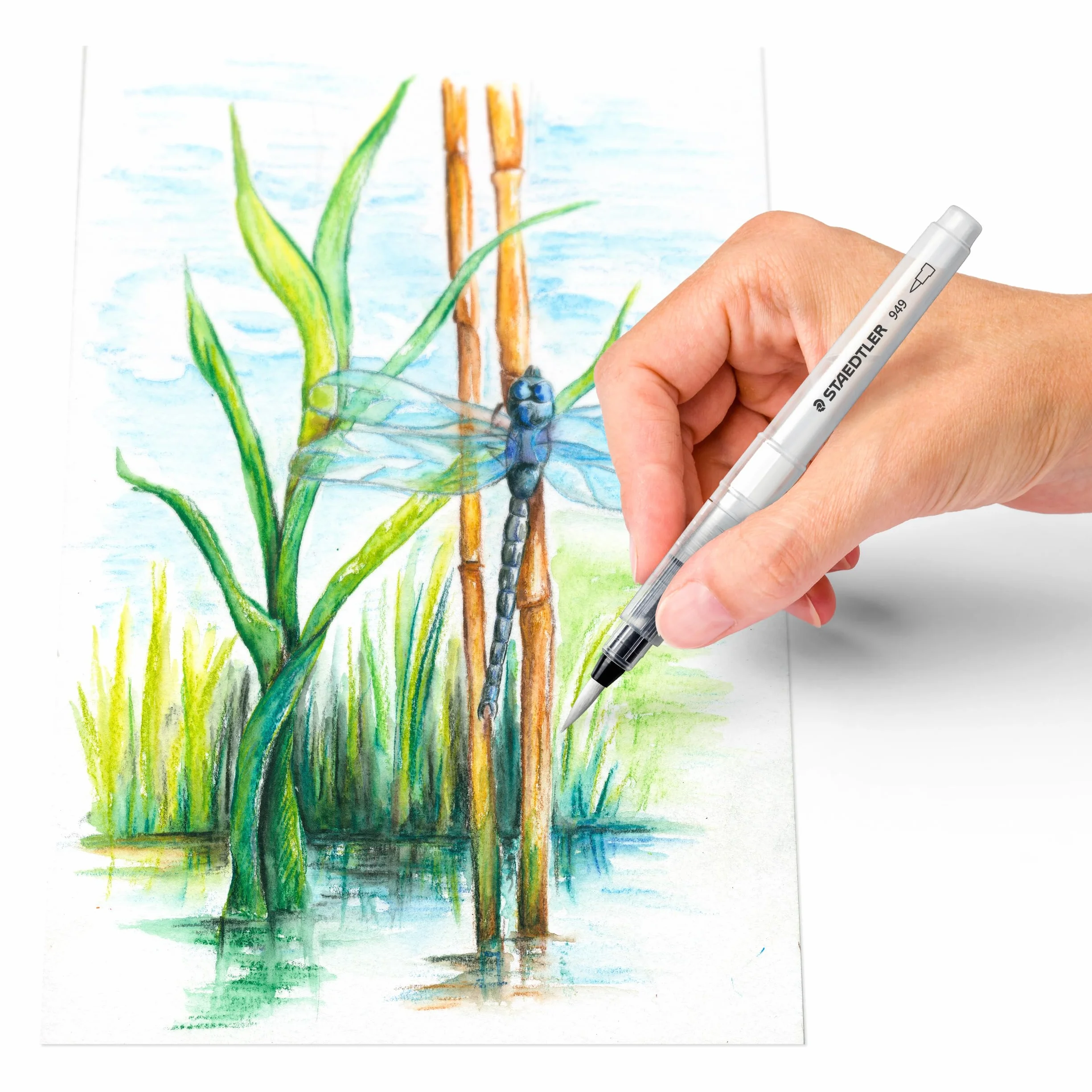 Staedtler Pinceau à réservoir d'eau en nylon résistant, Touffe ronde et fine, 949 BK-1-C