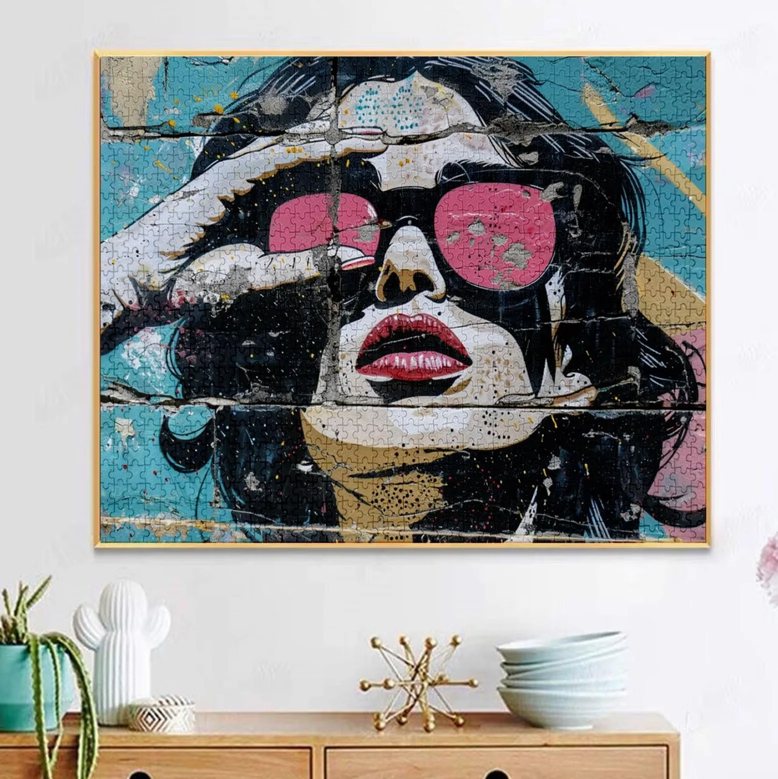 Puzzle pour Adultes 1500 Pièces, Graffiti Puzzle Adulte 1500 Pièces Lettres à l'arrière, Pas de poussière, Jeu éducatif défi Joue Art Puzzles Classiques Femme, pour Personnes âgées 87x57cm H-5368