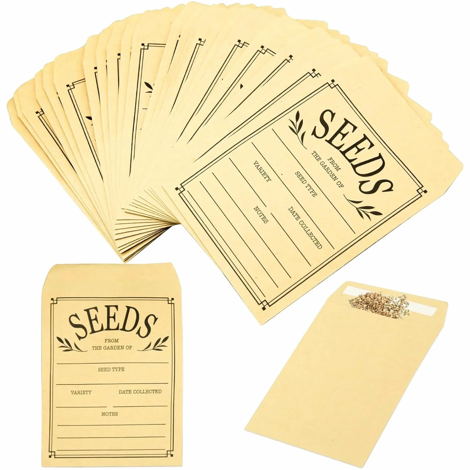 Enveloppes en Papier Kraft Marron 8x10cm, 100 Pièces, Auto-adhésives, Poches Mini Refermables pour Graines et Stockage