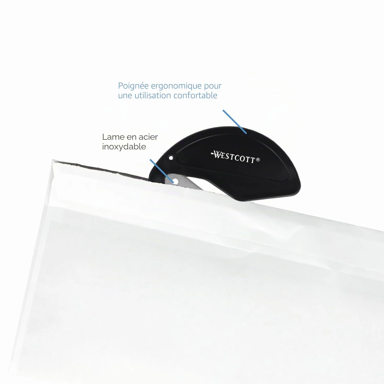 Westcott Coupe-papier lame acier inoxydable poignée sécurité ergonomique E-29699