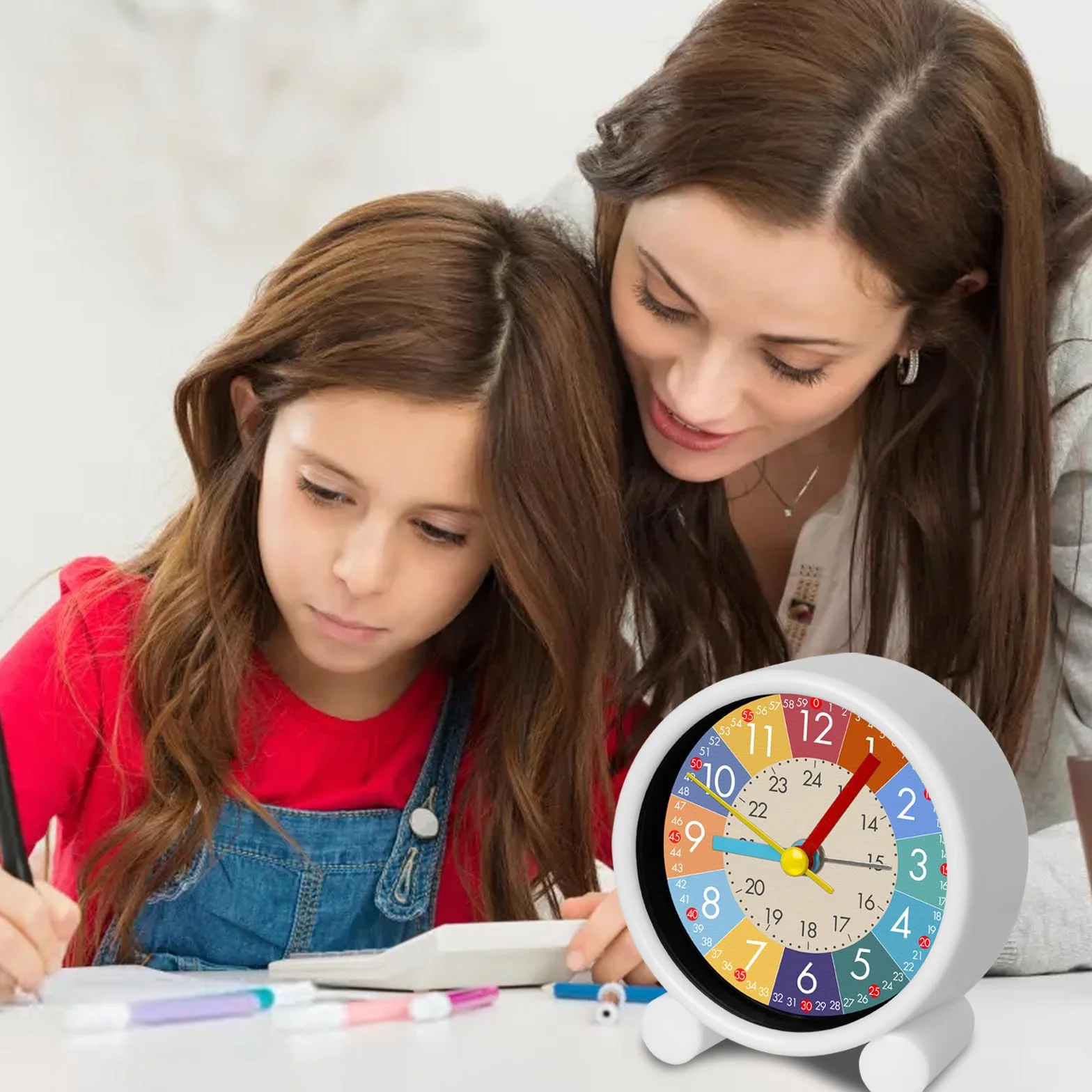 Réveil Numérique Silencieux Éducatif pour Enfants - Horloge d'Apprentissage Analogique Sans Tic-tac