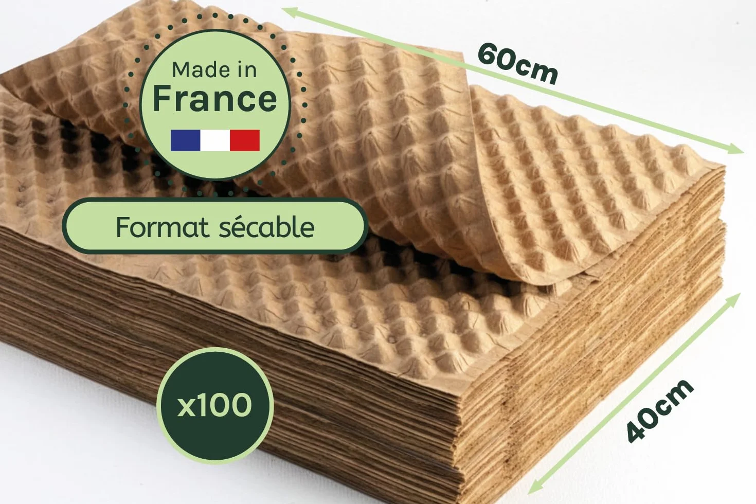 Papier Bulle Écologique Kraft 100 Feuilles 60×40cm - Emballage Colis Déménagement - Recyclable Biodégradable