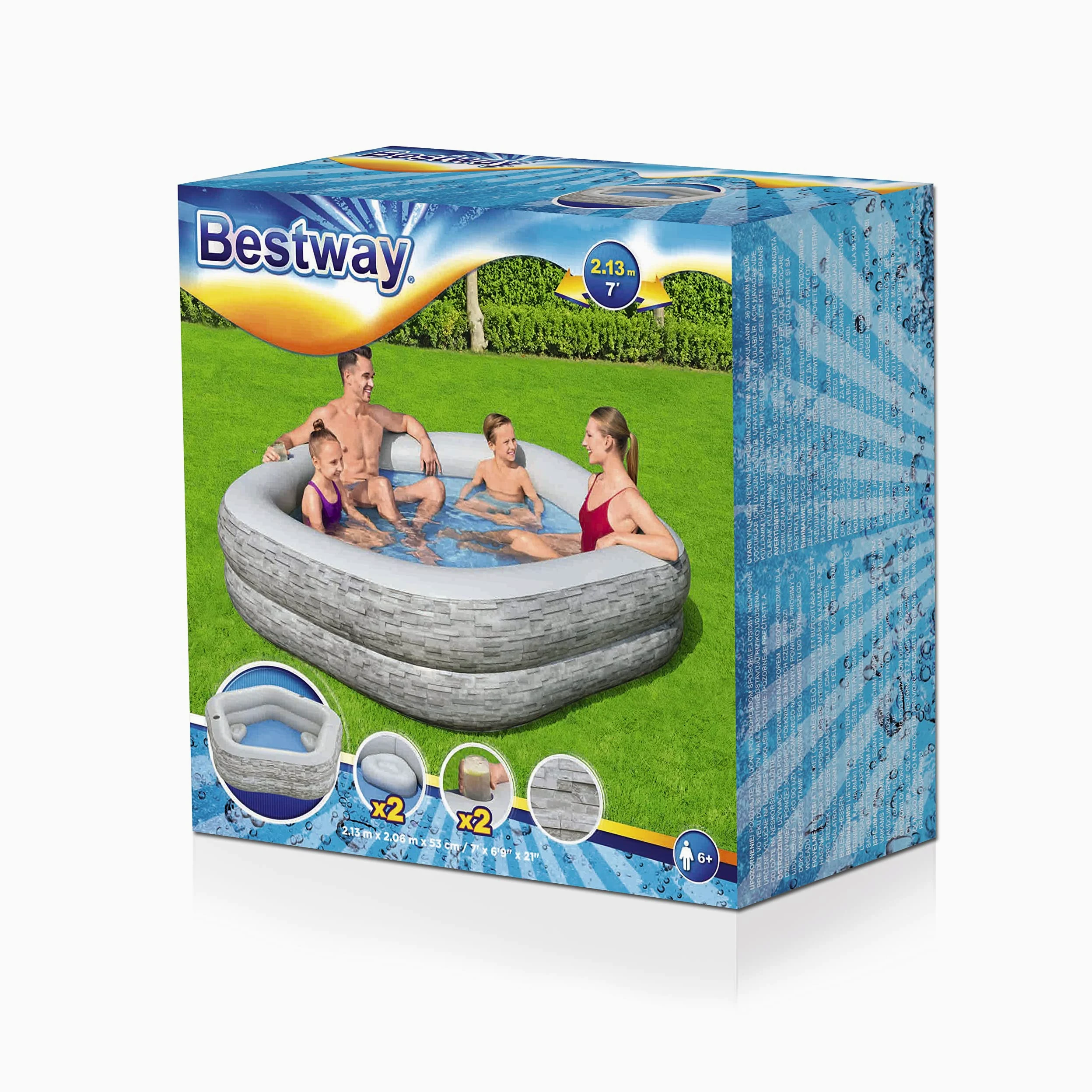7' x 6'9" x 21"/2.13m x 2.06m x 53cm TruPrint Stone Family Pool