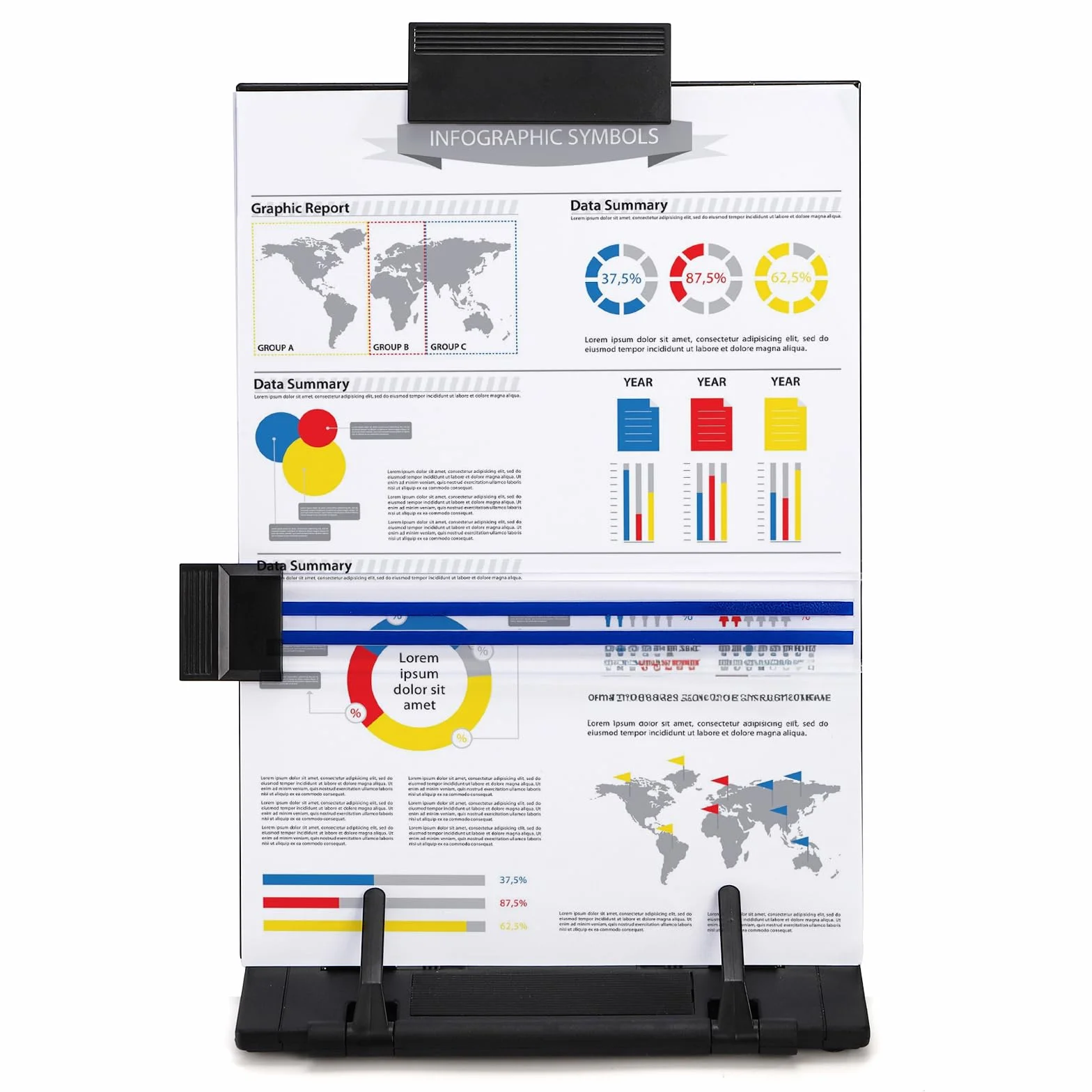 Lawei Lot de 2 Porte-copie chevalet avec guides-lignes pour documents A4 30 x 11 x 23cm