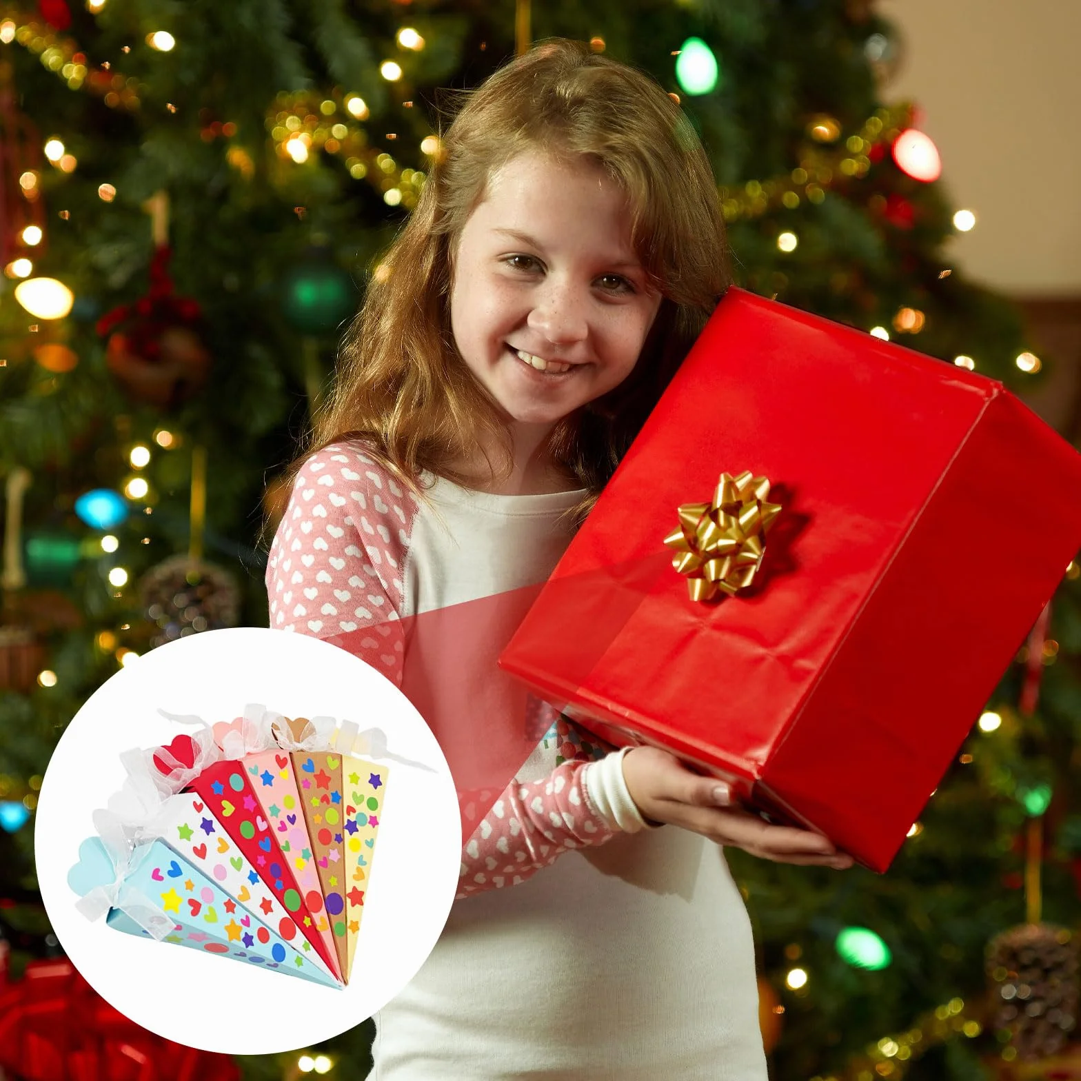 Pack de 32 Petits cônes d'école, Sacs Cadeaux décoratifs, Cornets de Sucre pour travaux manuels