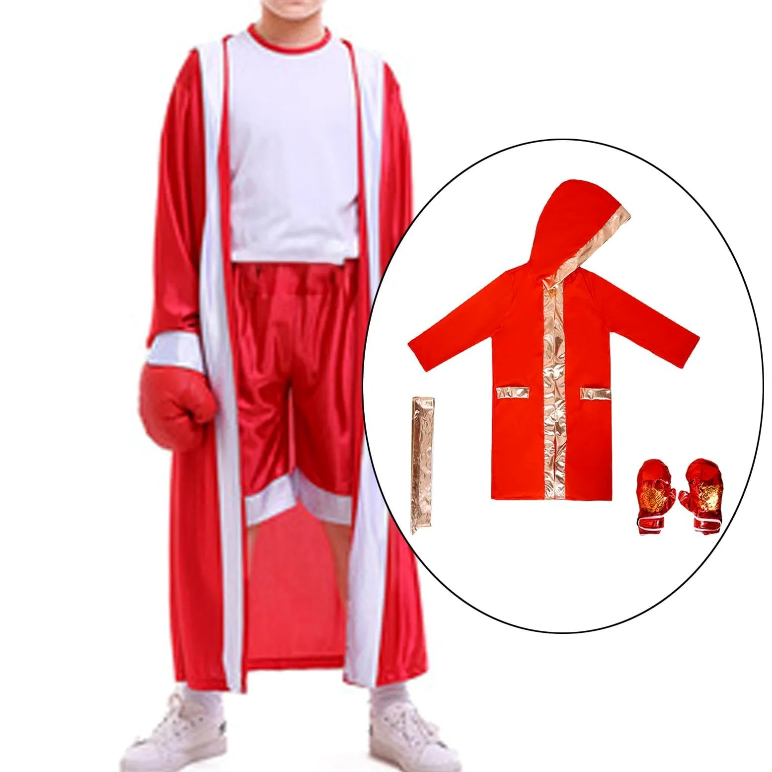 F Fityle 3 Pièces Costume de Boxe de Scène Tenue d'halloween Ensemble de Jeu de Rôle Déguisement de en Tissu Respirant et Léger Adapté pour