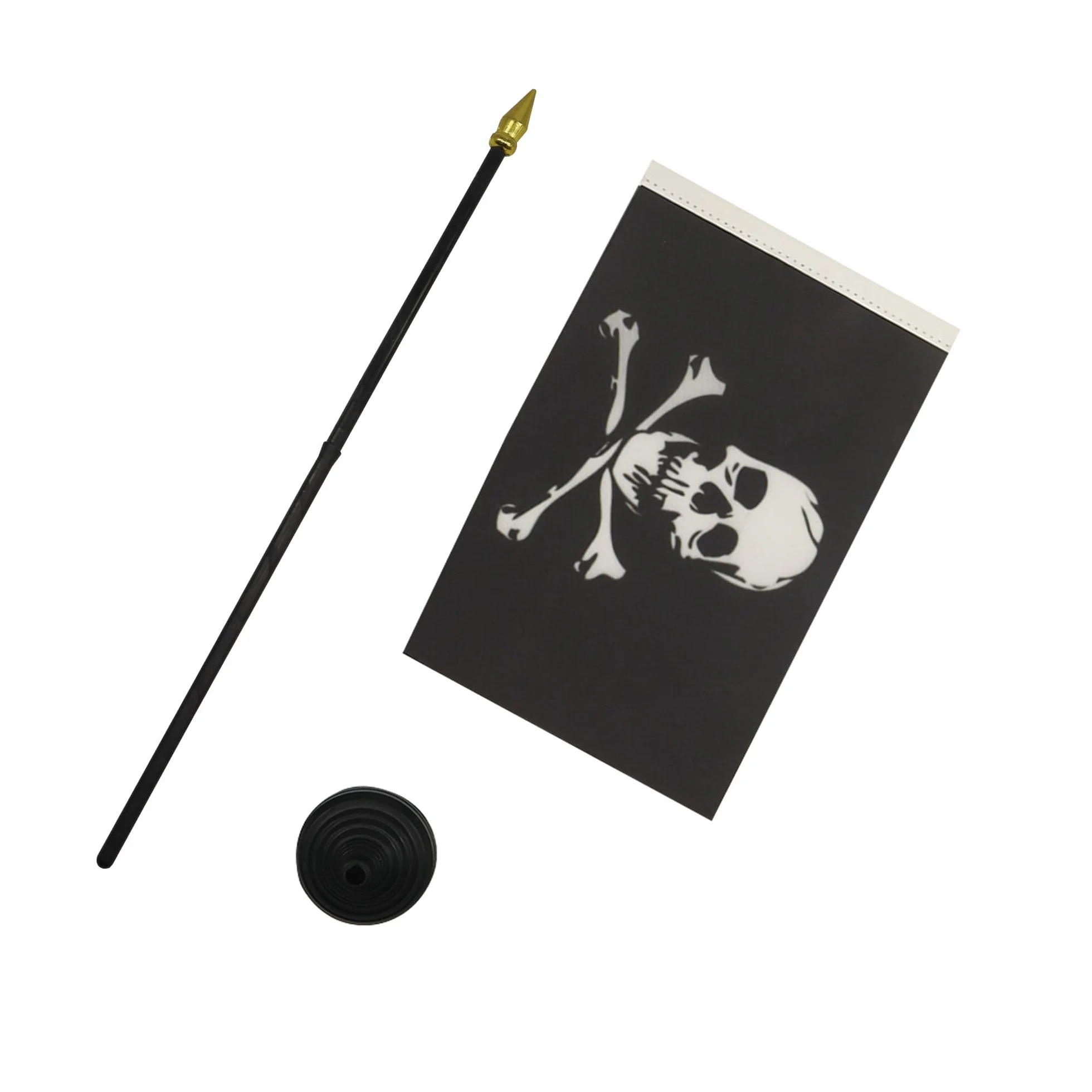 AZ FLAG Mini Drapeau Pirate tête de mort 15x10 cm Drapeau Corsaire 100% Polyester Hampe Pointe Dorée 25cm