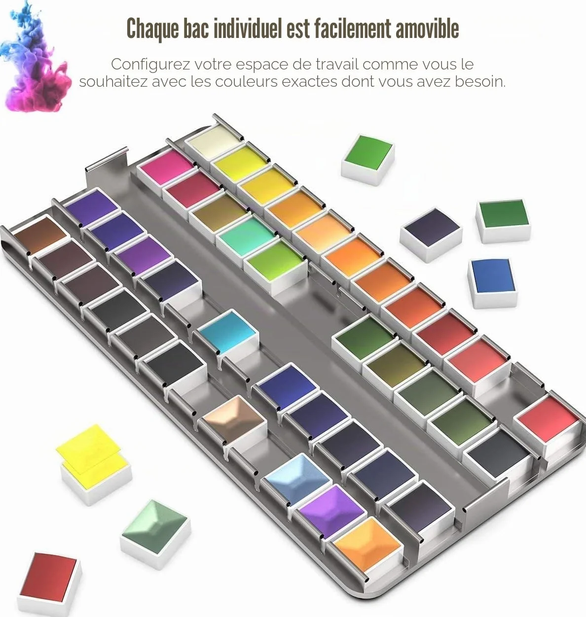 RATEL Ensemble de Peinture à l'Eau Aquarelle 48 Couleurs avec Pinceaux et Papier