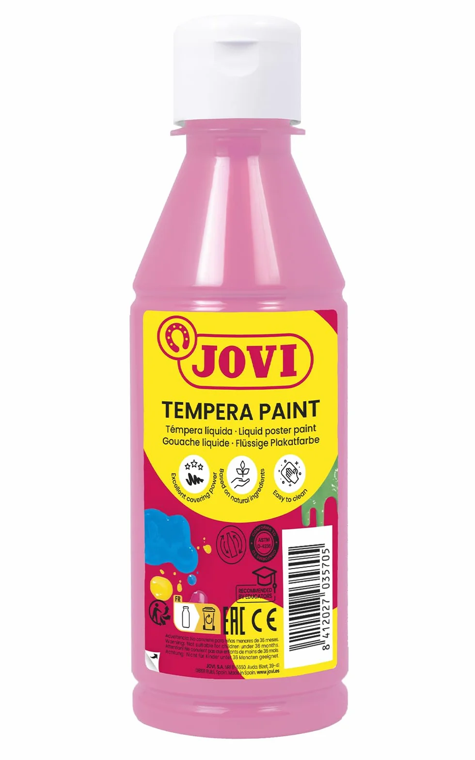 Jovi gouache liquide rose 250 ml peinture naturelle lavable sans gluten scolaire