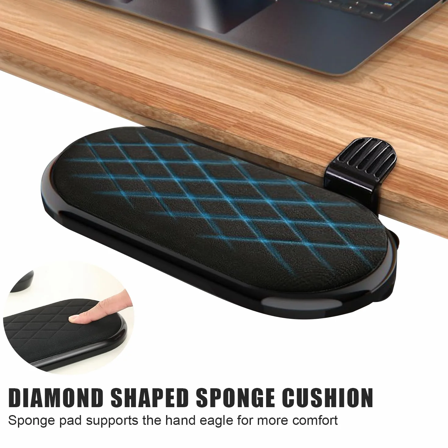 Repose Bras Accoudoir Bureau Réglable Support Ordinateur Ergonomique 180° Noir