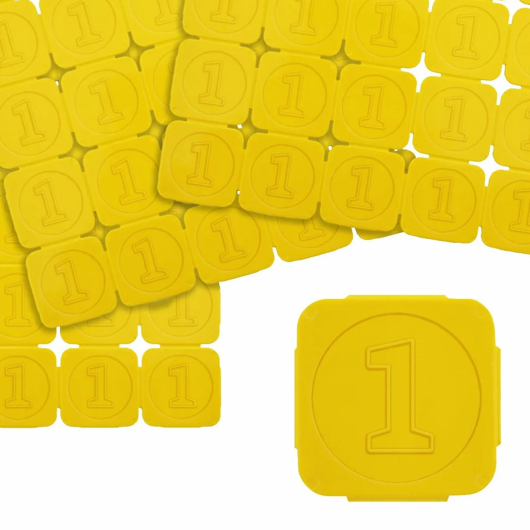 CombiCraft 1000 jetons événementiels séparables jaune plastique relief chiffre 1