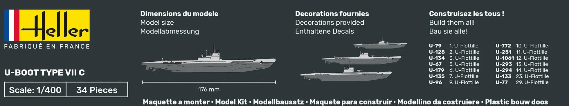 Heller Construction Et Maquettes U-Boot Echelle 1/400ème