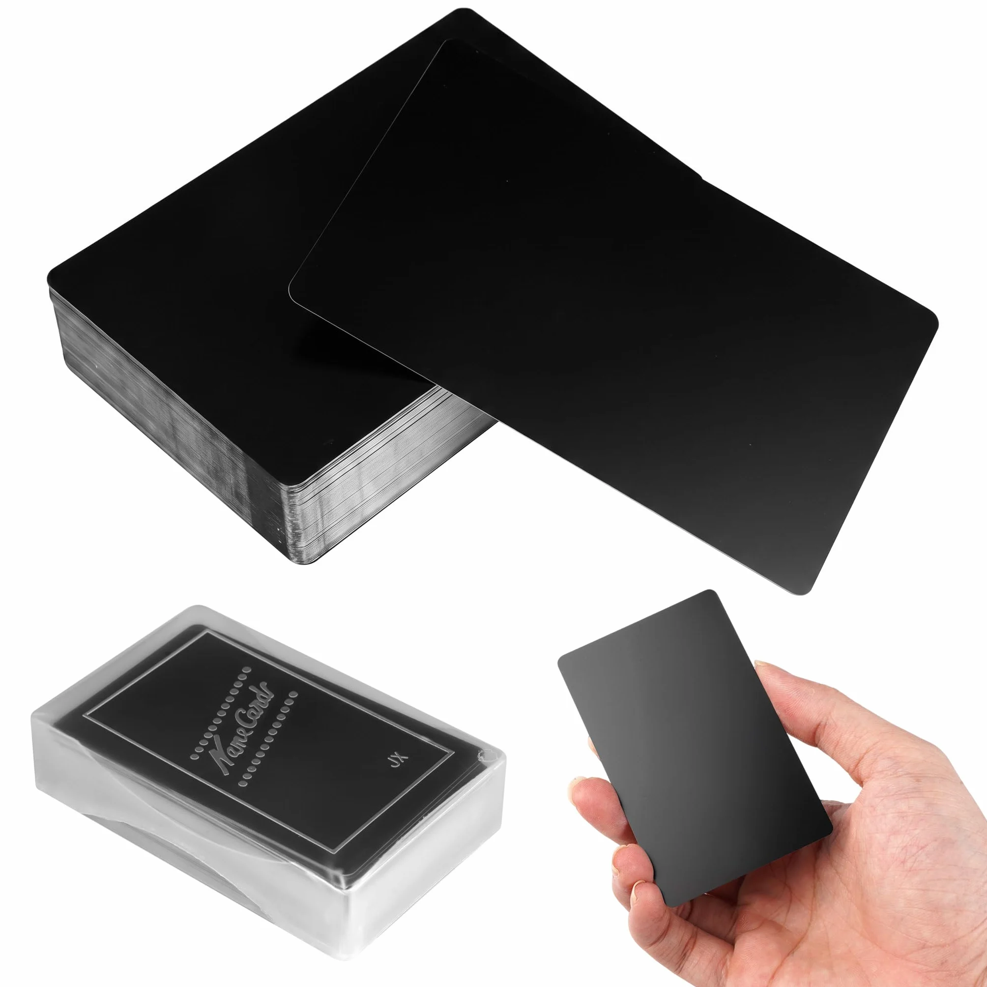 Cartes de Visite en Métal Noir Gravées au Laser 86x54x0.20mm Aluminium Vierge Lot de 100