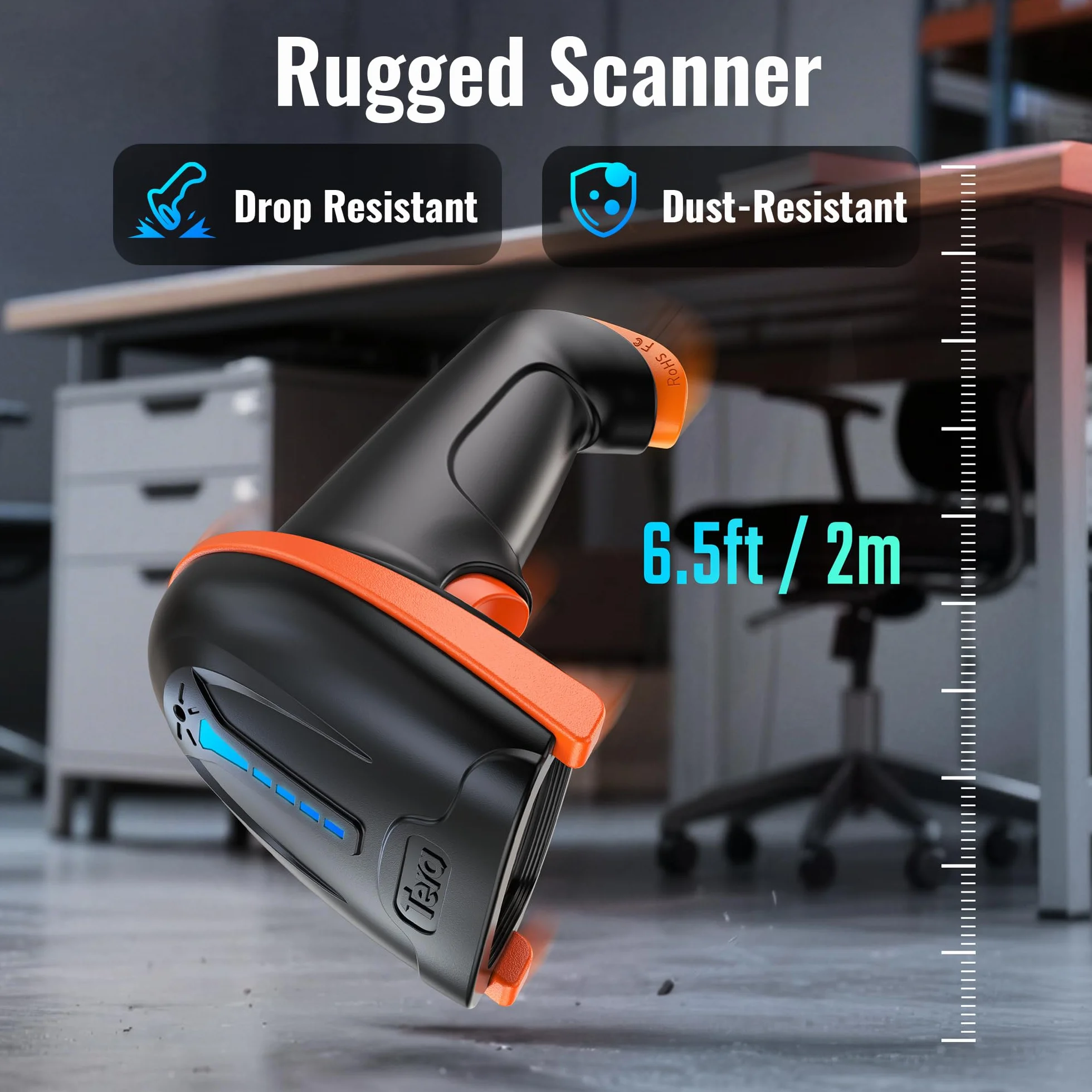Tera Lecteur de Codes-Barres sans Fil 2,4 GHz Filaire USB 2.0 Douchette 1D Rechargeable Modèle 5100