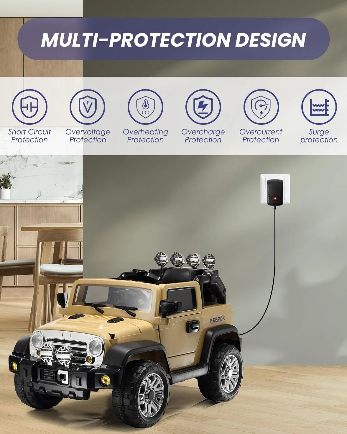 Chargeur Voiture Electrique Enfant 12V 1A 1000MA 1.5 mètre Pour Batterie Moto SUV VTT
