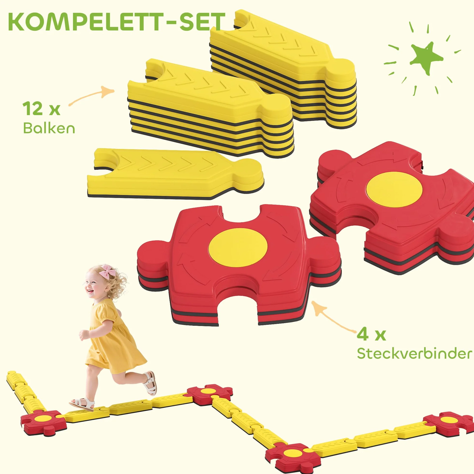 AIYAPLAY Poutre d'équilibre enfants 4 pierres équilibre jouet sensoriel coordination stabilité planche intérieur extérieur 3-8 ans